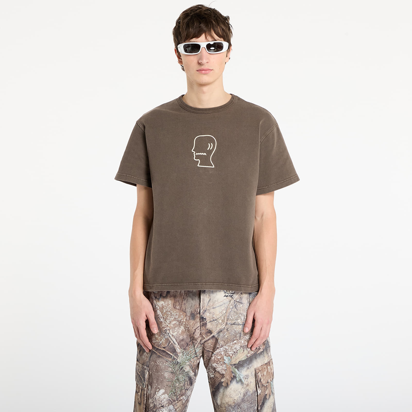 Тениска Brain Dead Heavyweight 3D Embroidery Logohead T-Shirt Brown XL