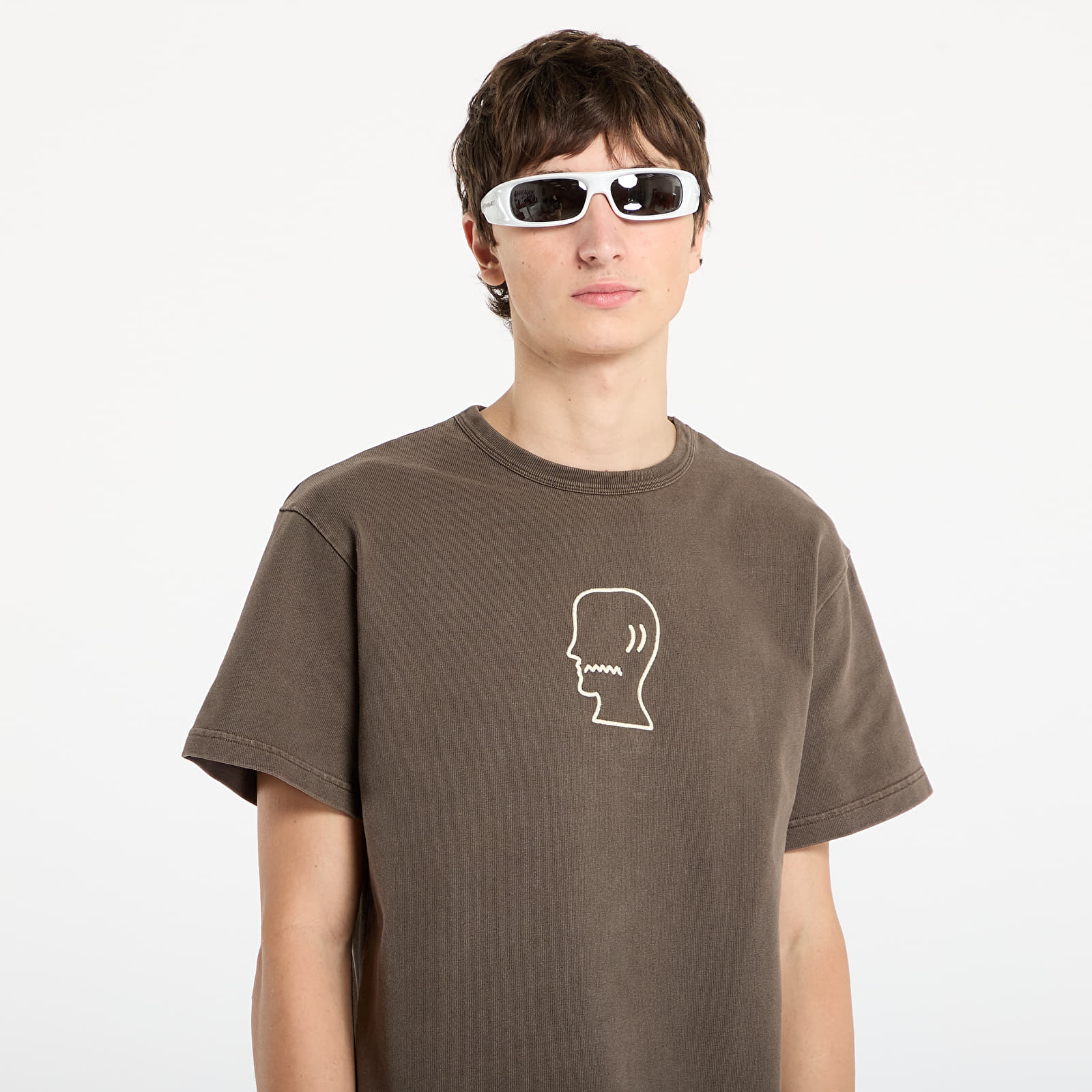 Trička Brain Dead Heavyweight 3D Embroidery Logohead T-Shirt Brown