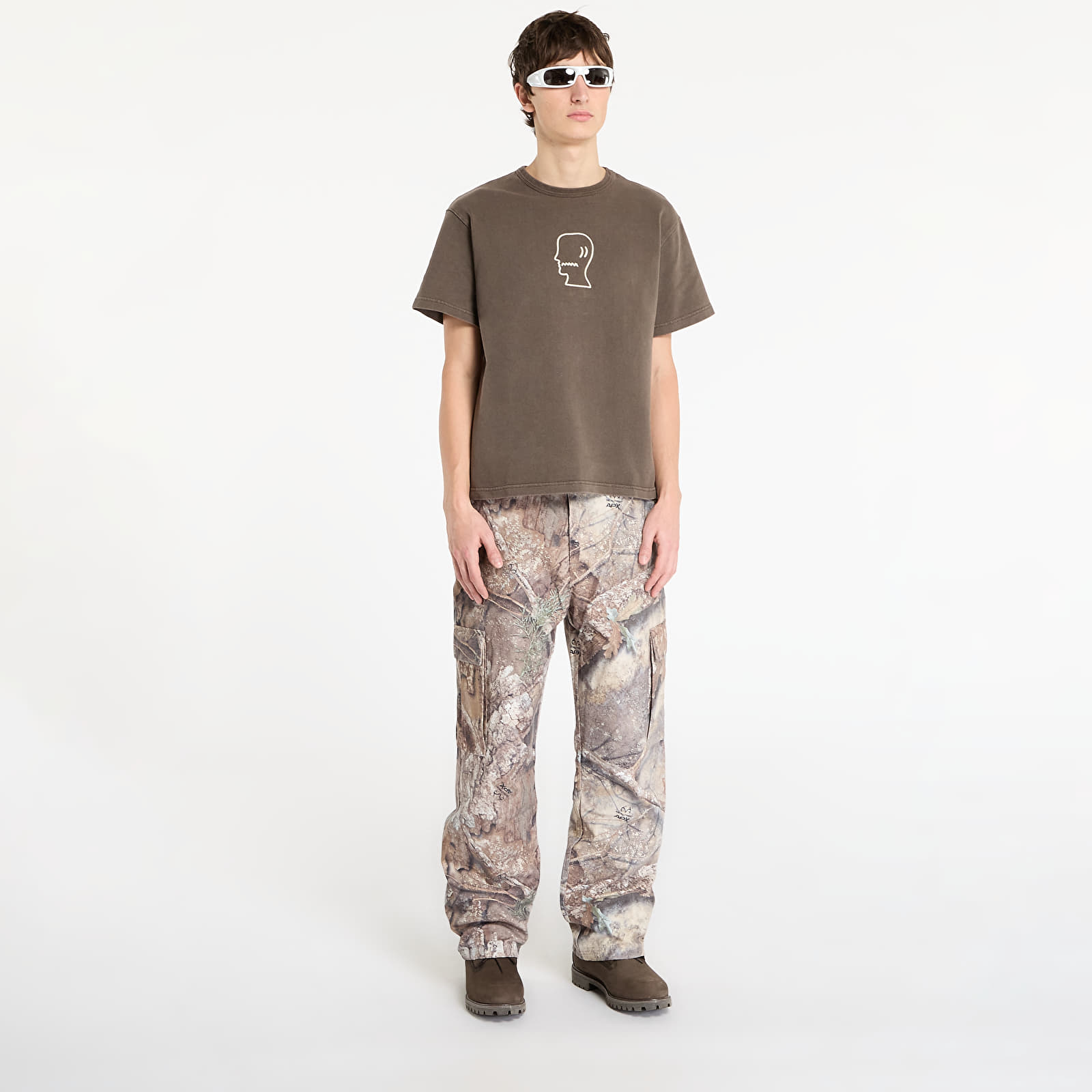 Trička Brain Dead Heavyweight 3D Embroidery Logohead T-Shirt Brown