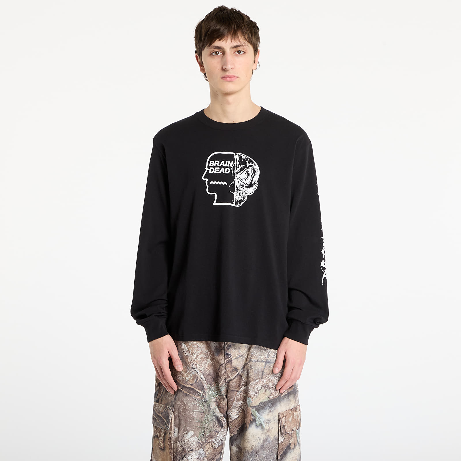 Pánská trička Brain Dead Skull Mech Long Sleeve Black