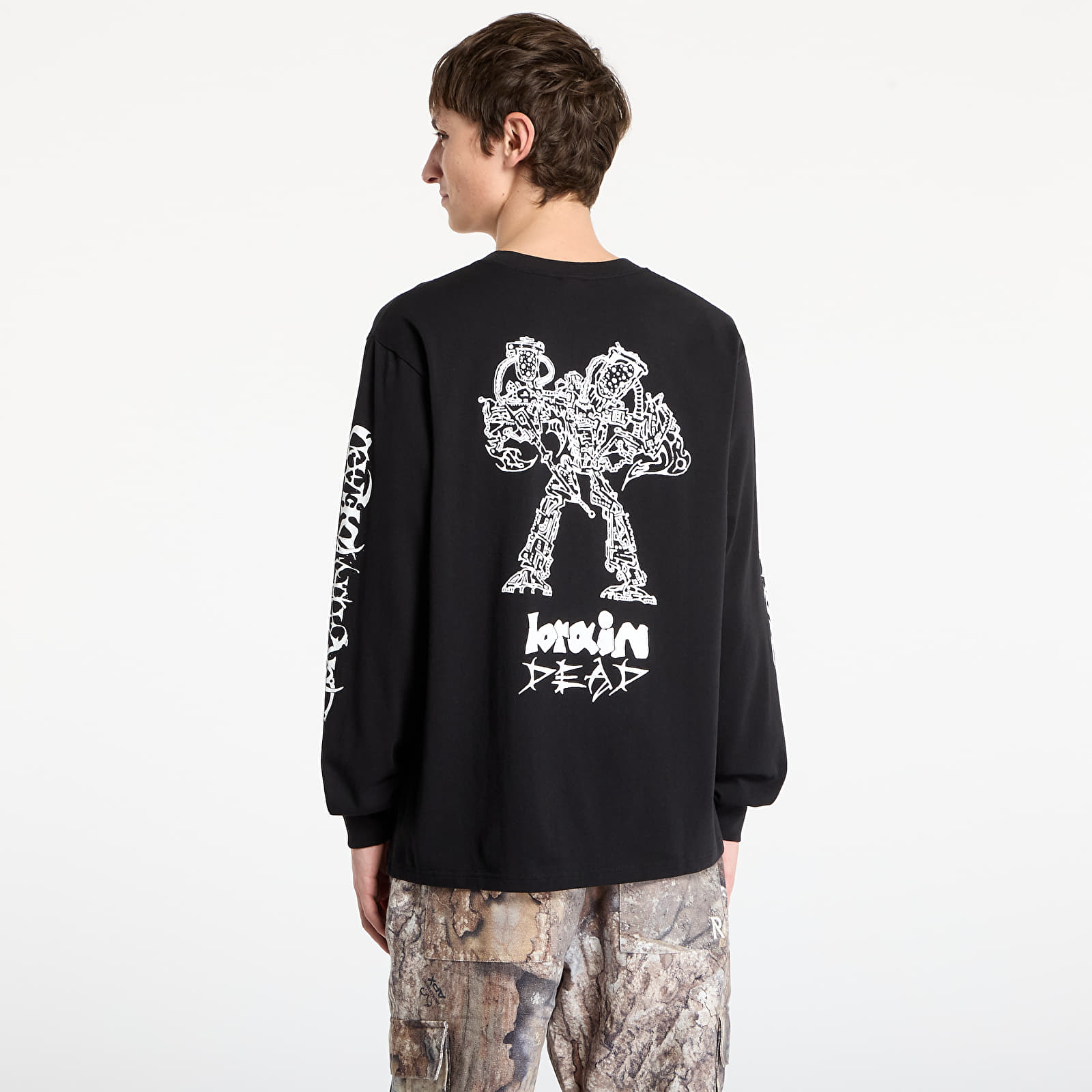 Pánská trička Brain Dead Skull Mech Long Sleeve Black