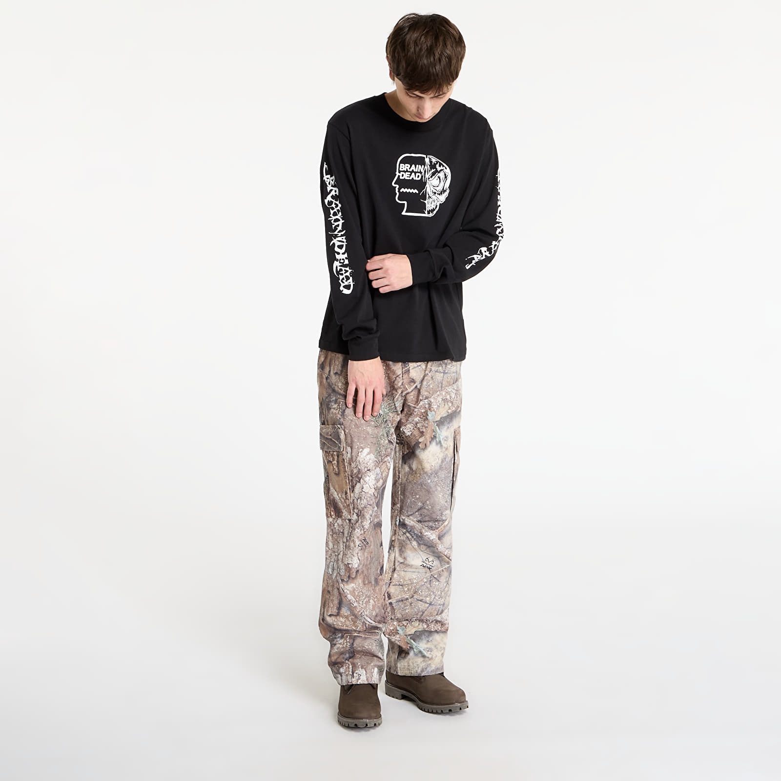 Pánská trička Brain Dead Skull Mech Long Sleeve Black