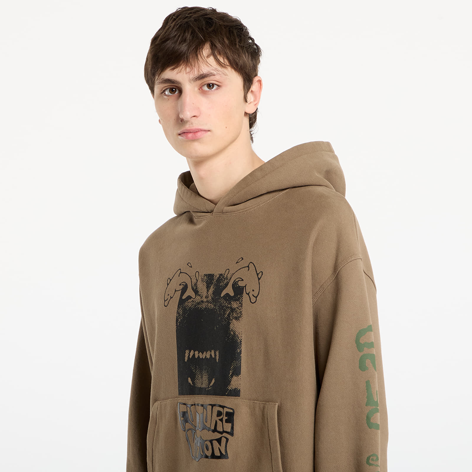 Mikiny Brain Dead Future Vision Hoodie Coffee