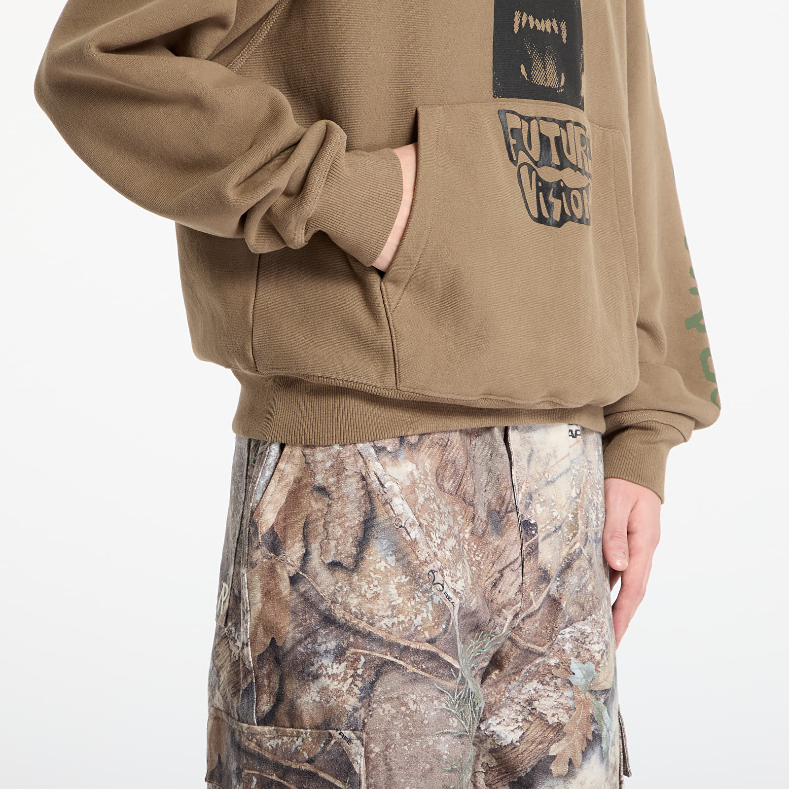 Mikiny Brain Dead Future Vision Hoodie Coffee