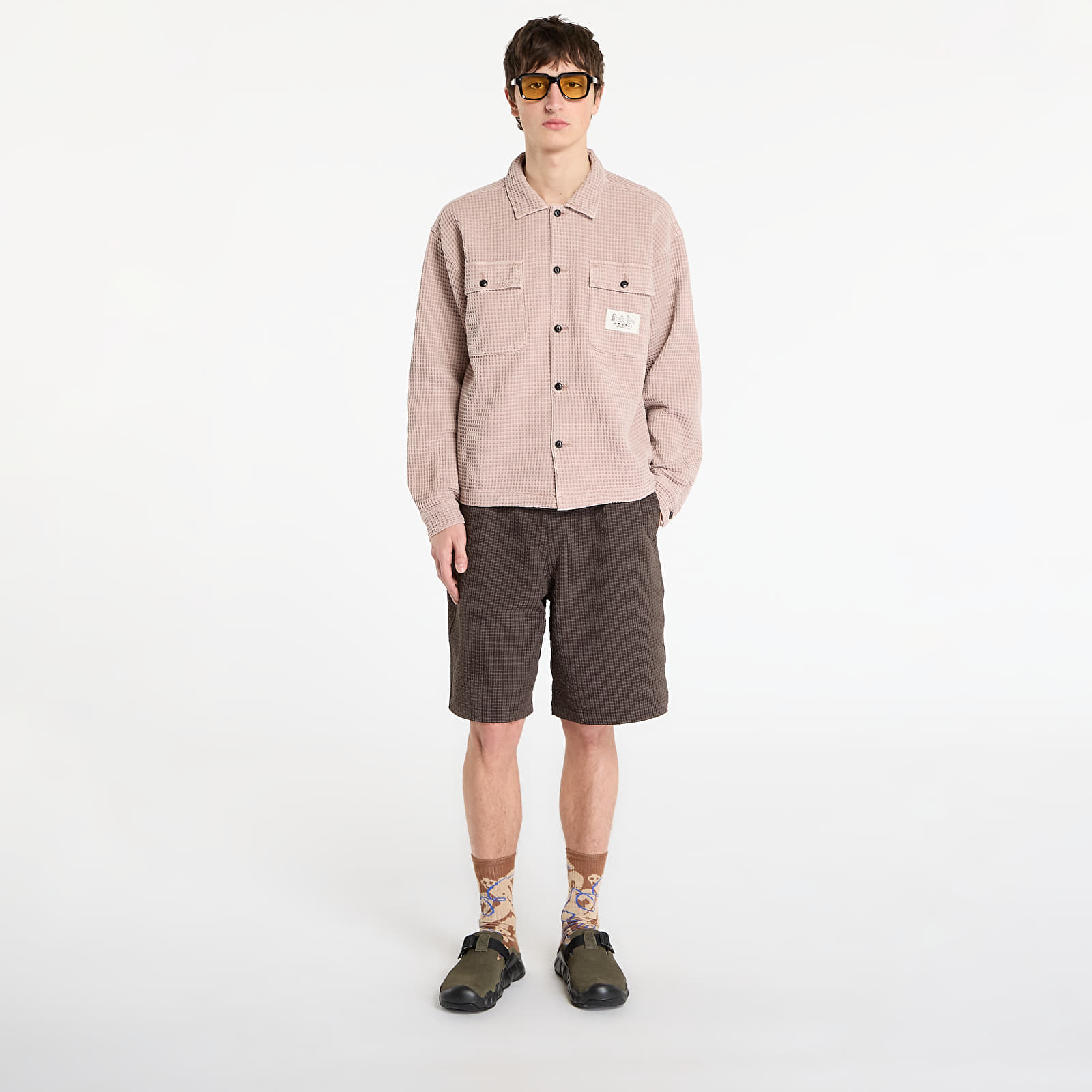 Camisas Brain Dead Waffle Button Front Shirt Sand