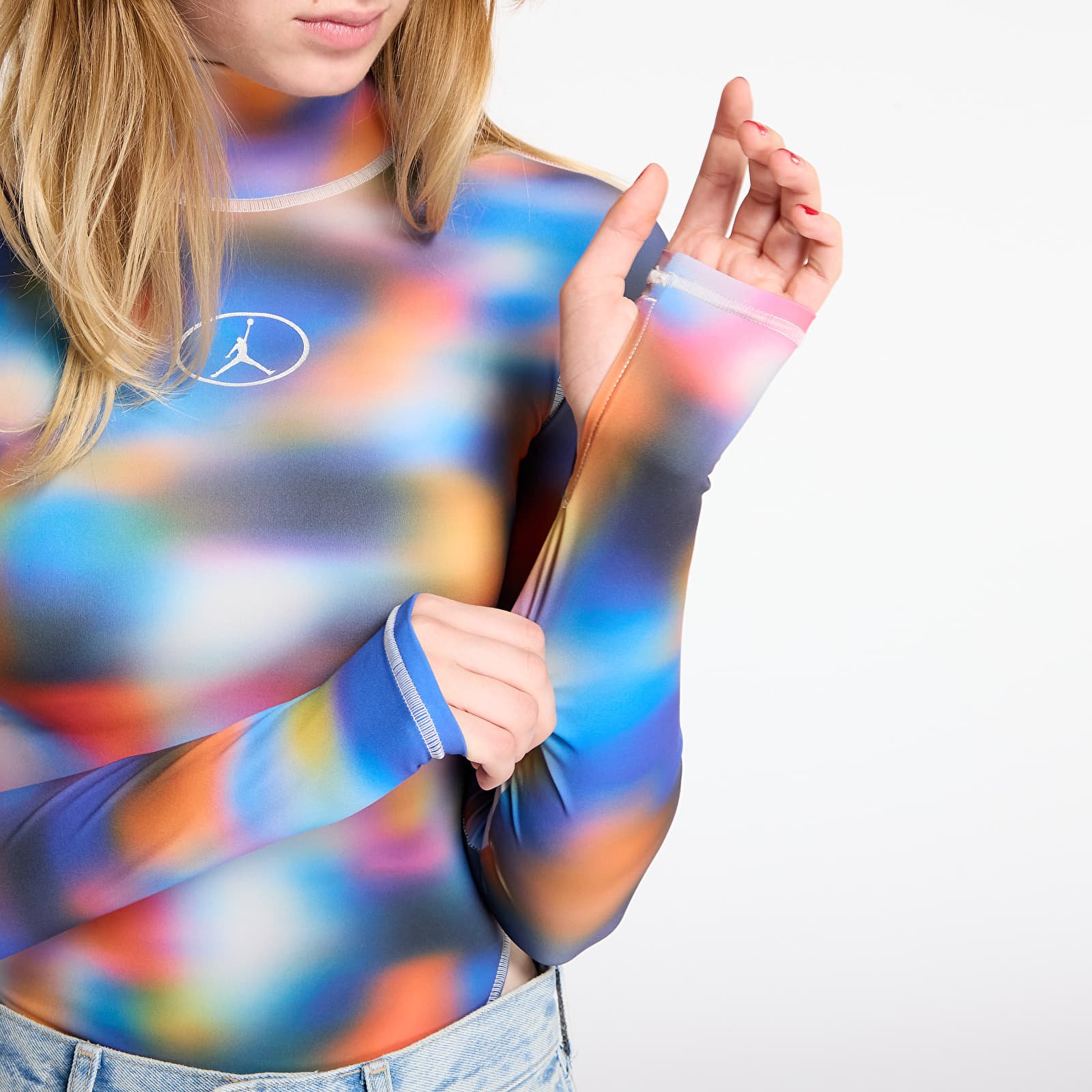 Body Jordan Flight Mountainside Women's Printed Long-Sleeve Bodysuit Pure Platinum