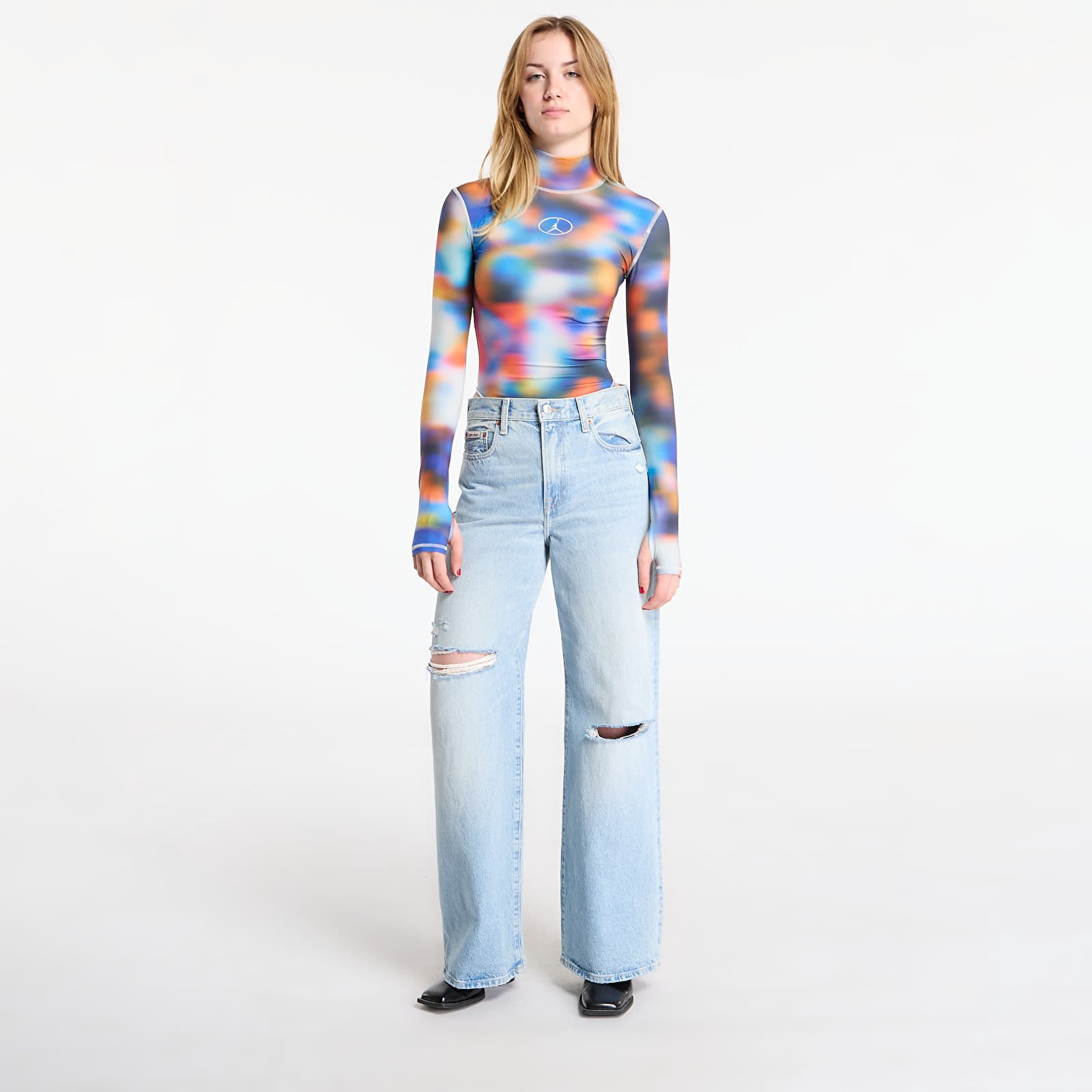 Body Jordan Flight Mountainside Women's Printed Long-Sleeve Bodysuit Pure Platinum