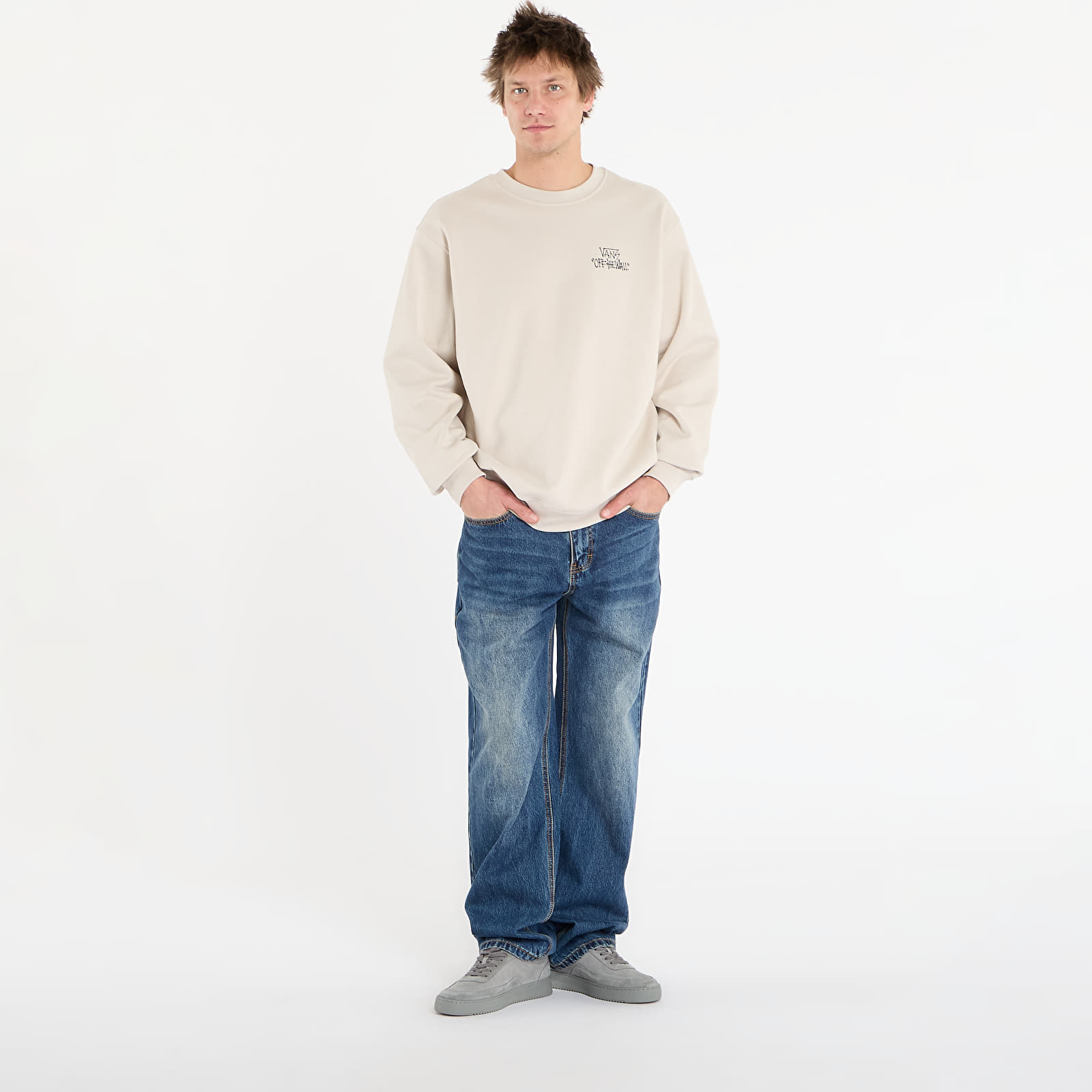 Hettegensere for menn Vans Stomper Loose Fit Crew Taupe Mist
