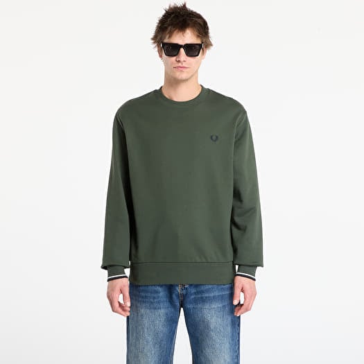 Φούτερ FRED PERRY Crew Neck Sweatshirt Court Green/ Snow White/ Navy