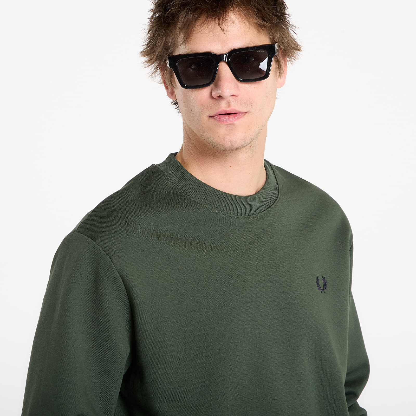 Meeste kapuutsiga dressid FRED PERRY Crew Neck Sweatshirt Court Green/ Snow White/ Navy