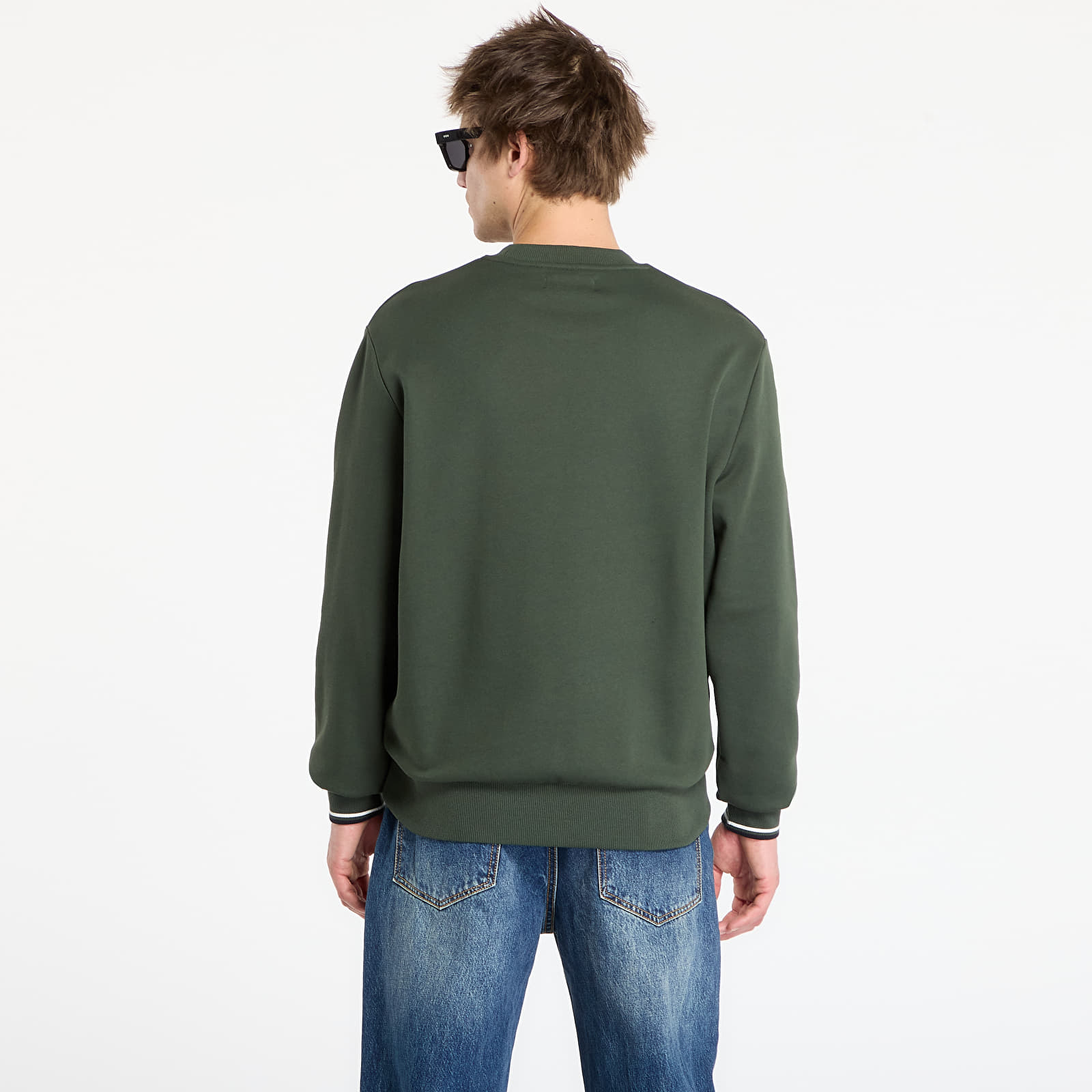 Meeste kapuutsiga dressid FRED PERRY Crew Neck Sweatshirt Court Green/ Snow White/ Navy