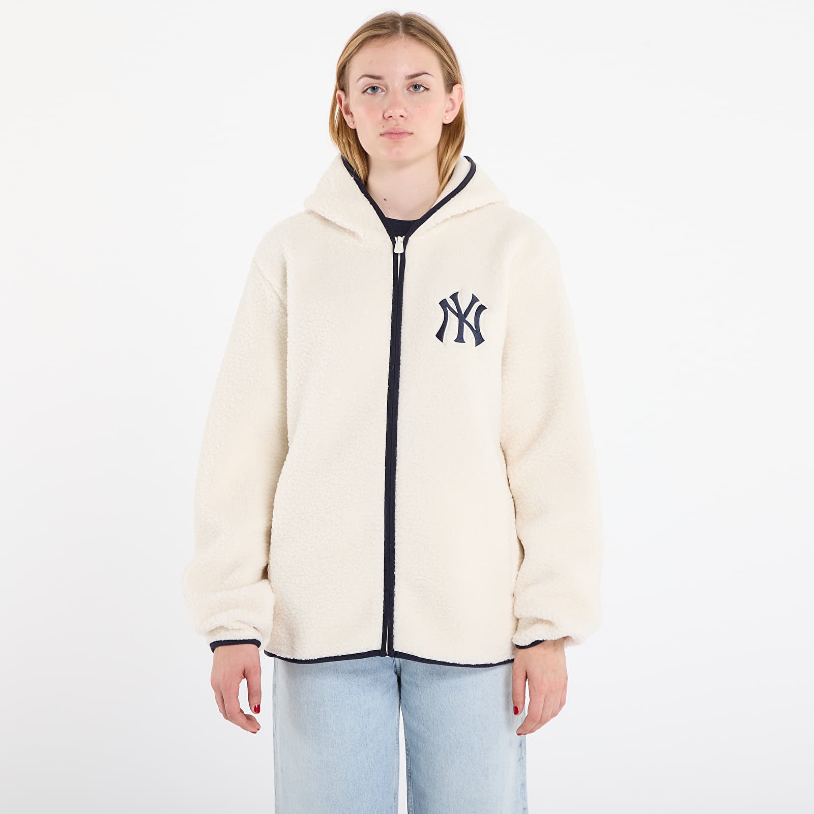 Herrenjacken New Era MLB Hooded Sherpa New York Yankees UNISEX Off White