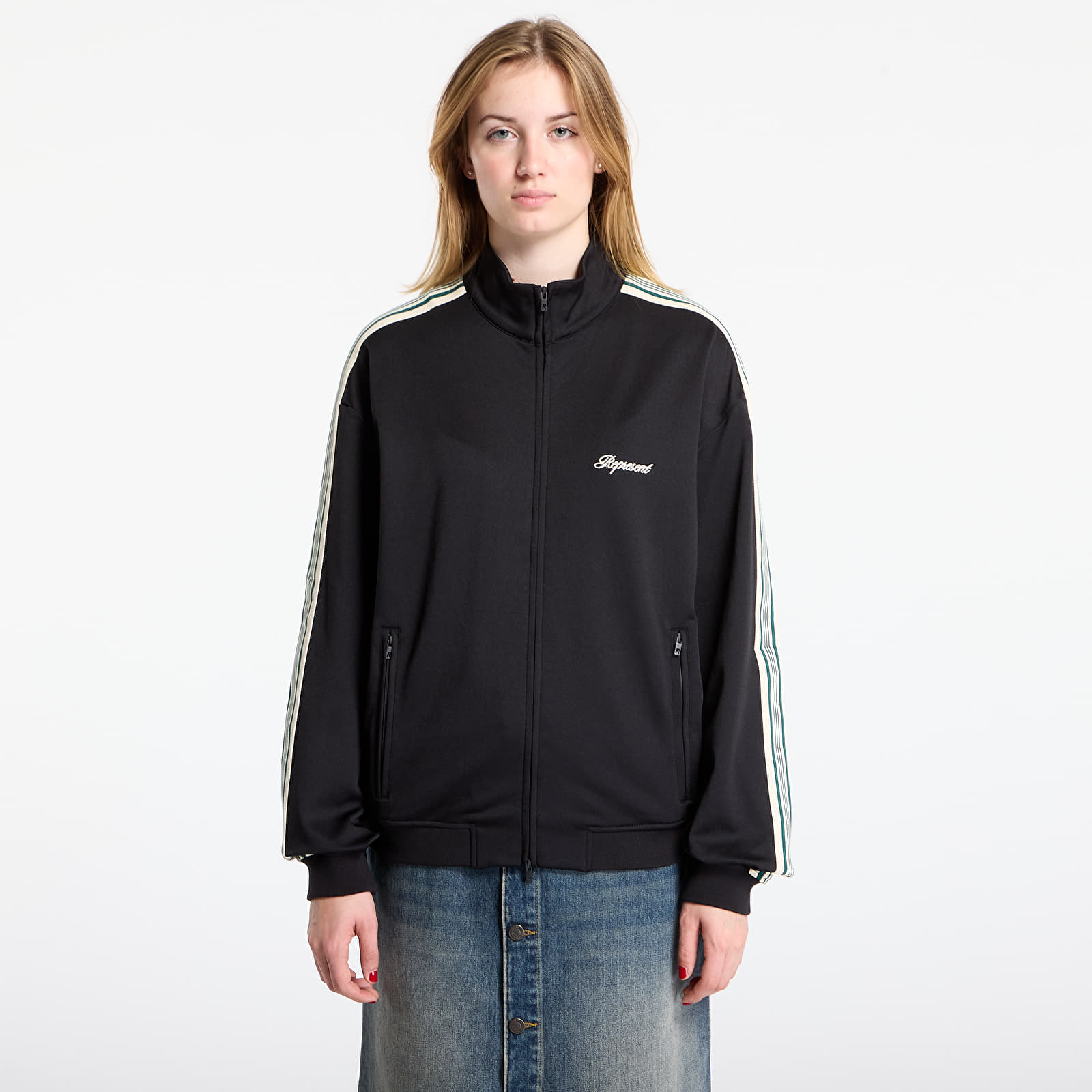 Meeste jakid REPRESENT Taped Track Jacket UNISEX Jet Black