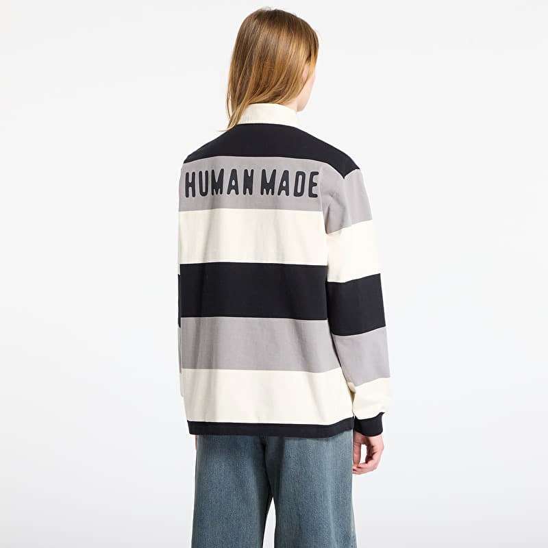 Human made rugby s/s shirt コムドットゆうた着 T-shirts HUMAN MADE Rugby Shirt UNISEX Black (HM30CS006BK) | Footshop
