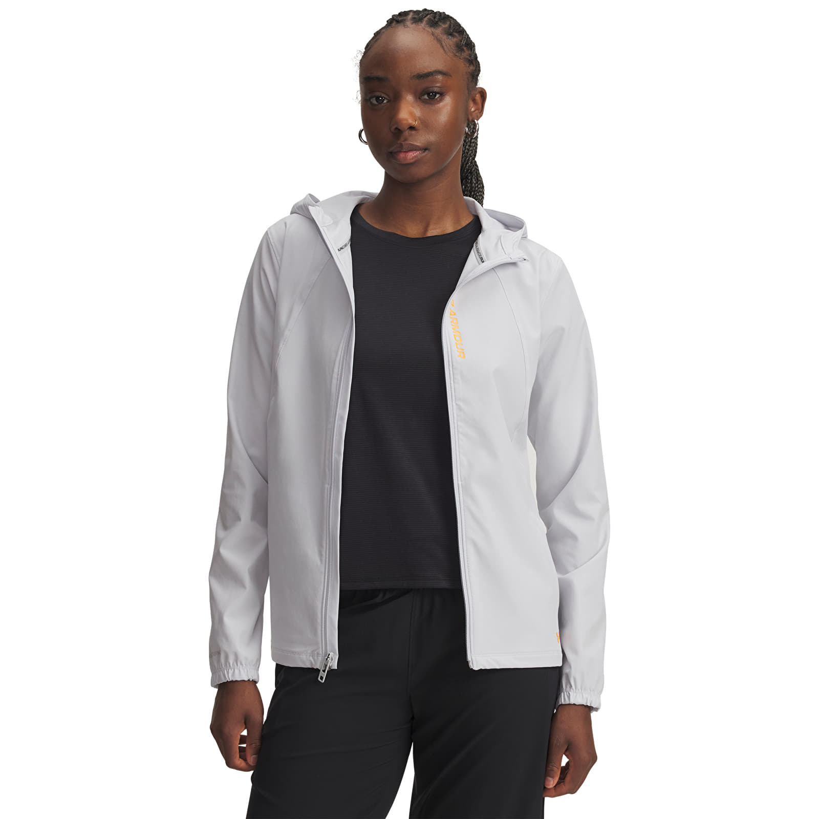 Hoodies für Frauen Under Armour Outrun The Storm Jacket Gray
