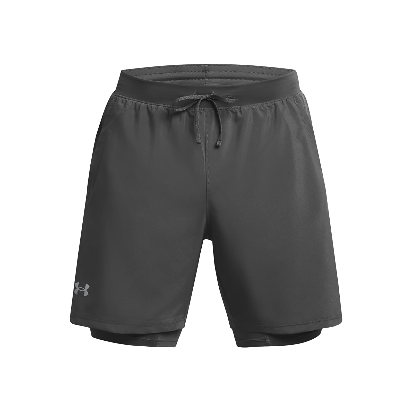 Miesten shortsit Under Armour Launch 7'' 2In1 Shorts Gray