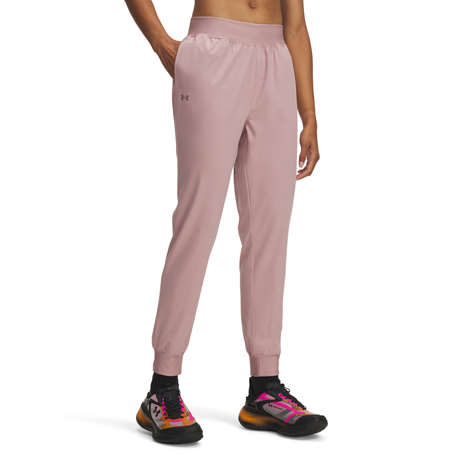 Pants Under Armour Rival Hi Rise Woven Pant Pink M