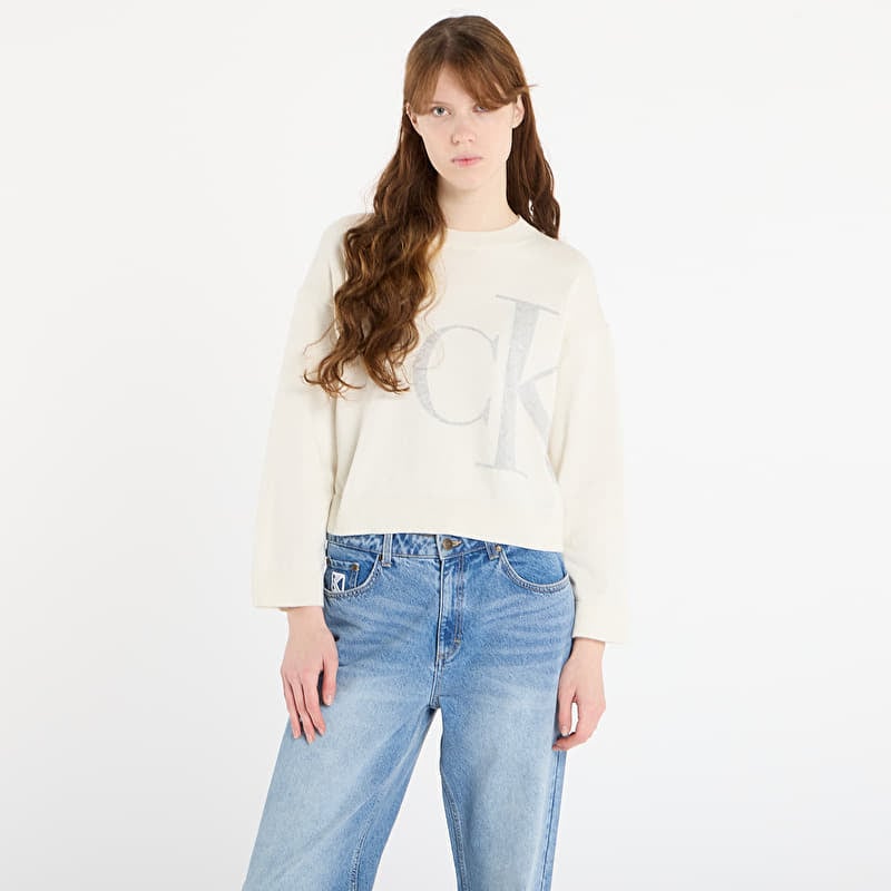 Trui Calvin Klein Jeans Long Sleeve Smooth Sweater White