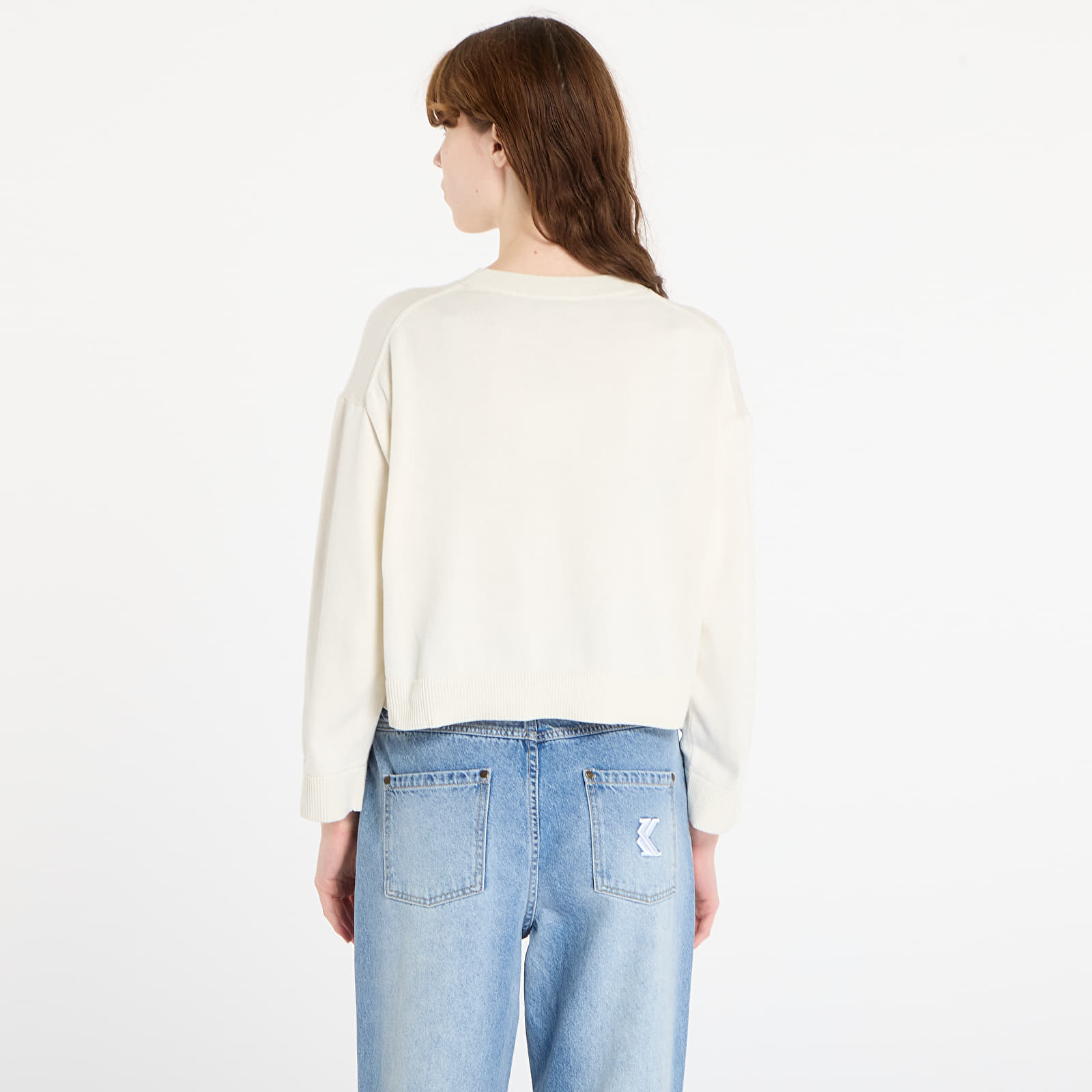 Γυναικεία πουλόβερ Calvin Klein Jeans Long Sleeve Smooth Sweater White