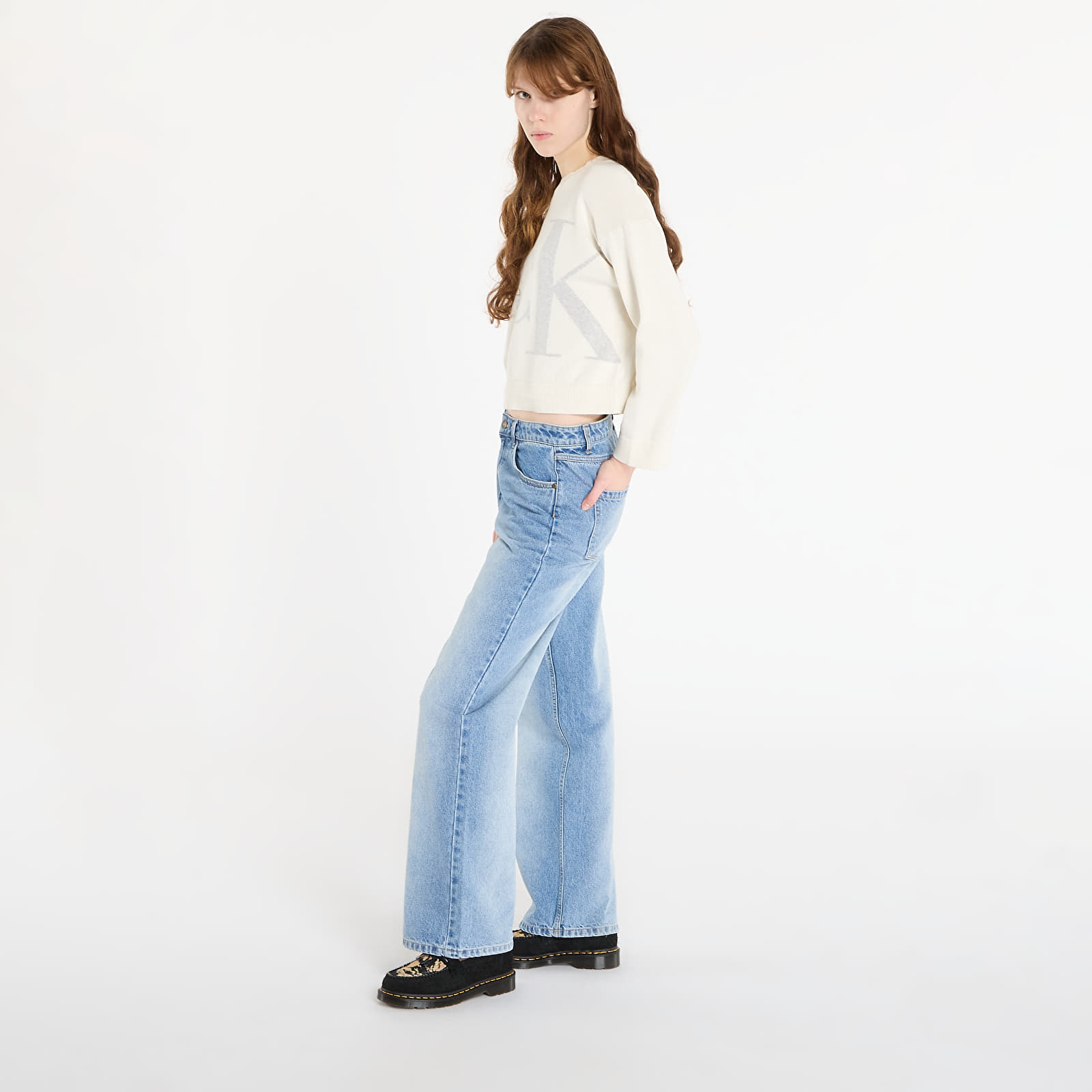 Γυναικεία πουλόβερ Calvin Klein Jeans Long Sleeve Smooth Sweater White