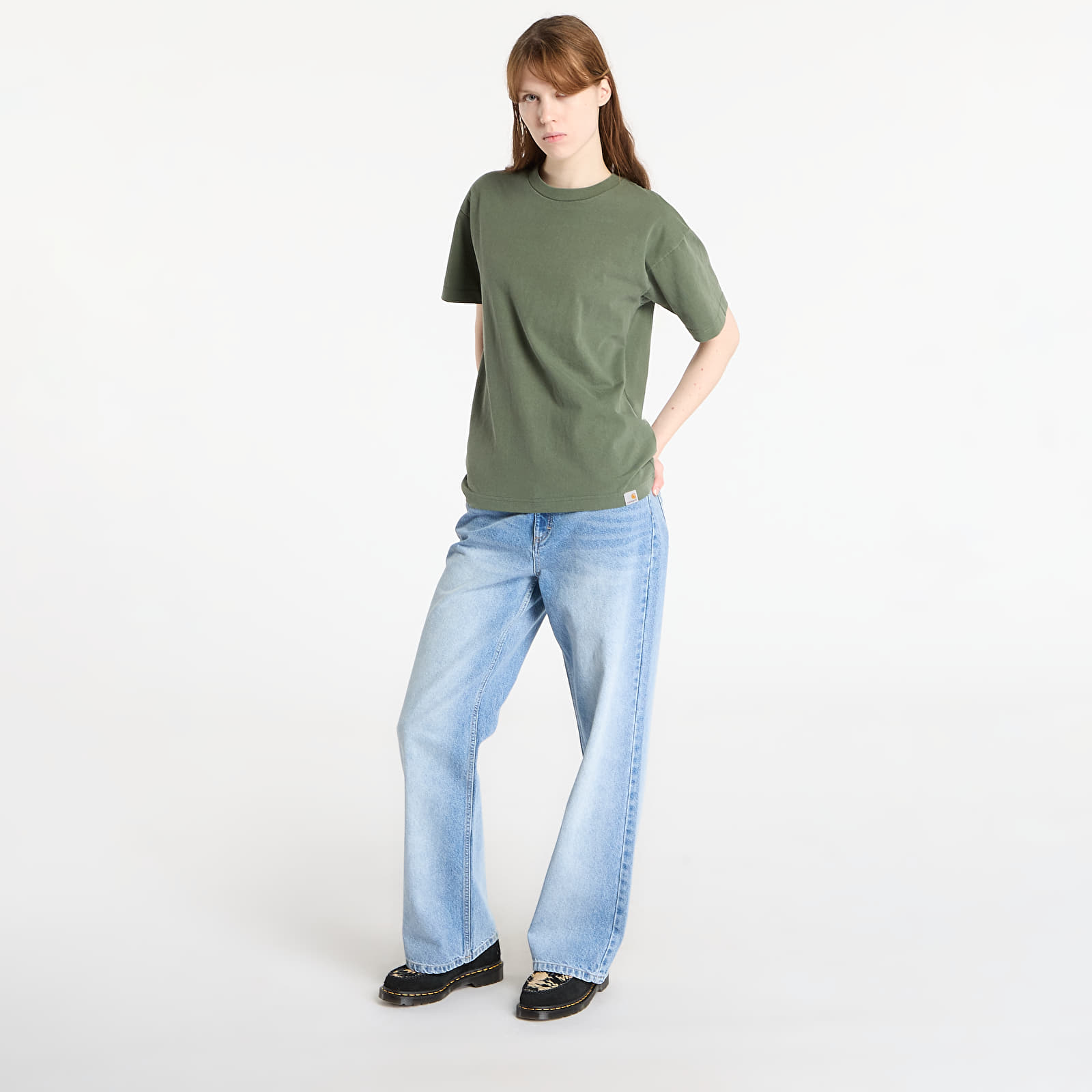 Majice T-shirt Carhartt WIP S/S RGGD T-Shirt Opuntia Garment Dyed