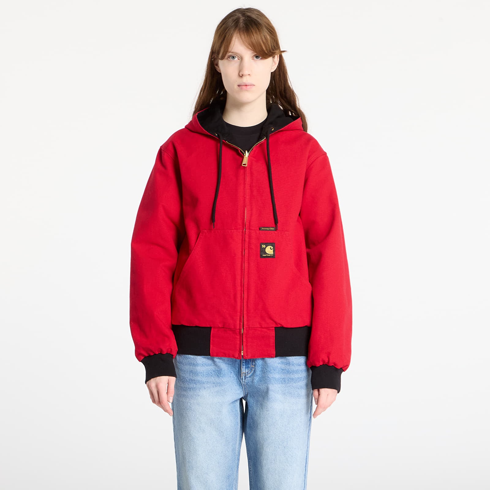 Jakne Carhartt WIP 50 Years Anniversary OG Active Jacket Canvas UNISEX Black/ USA Red Rinsed