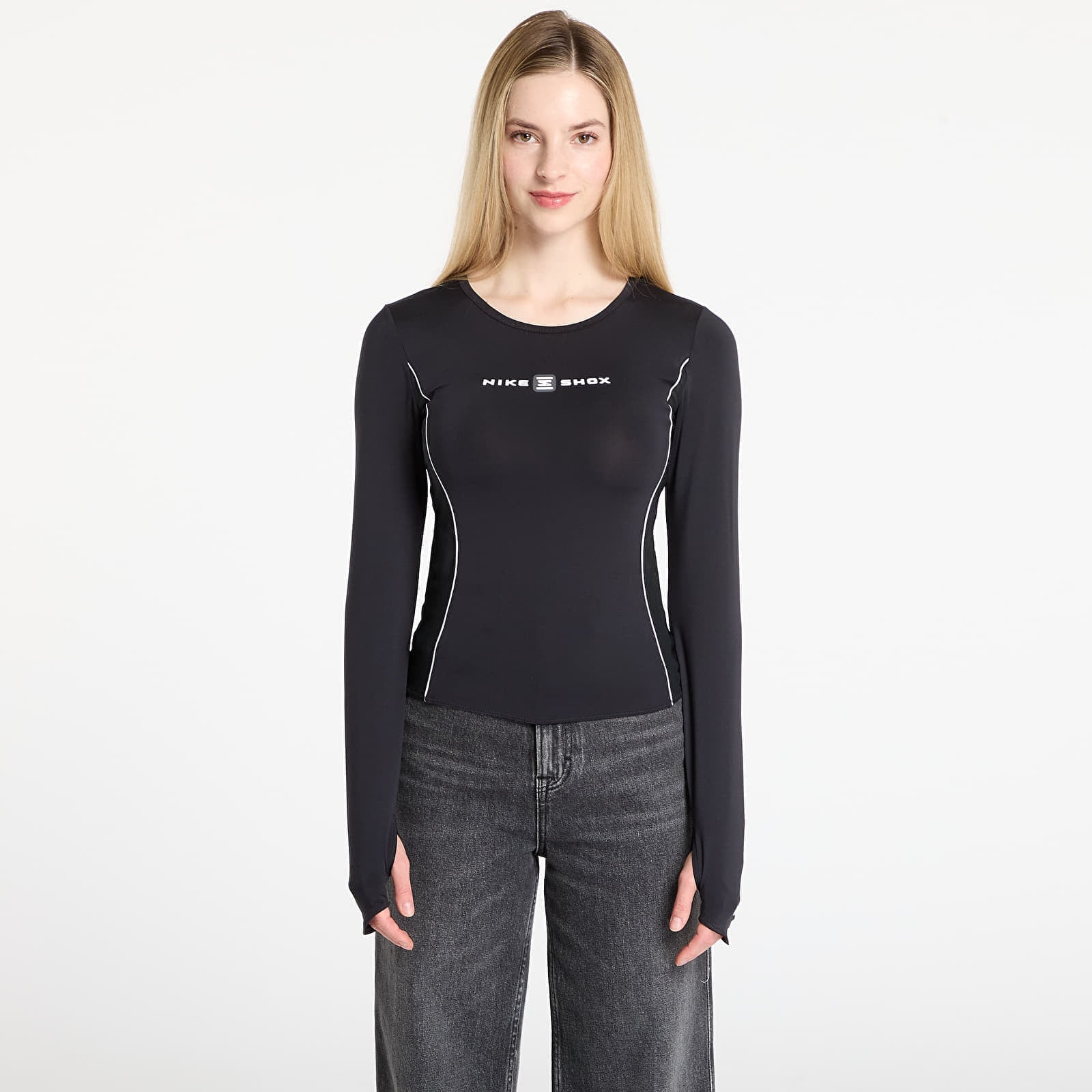 Nike Sportswear Shox Womens Long-Sleeve Top Black/ Black M