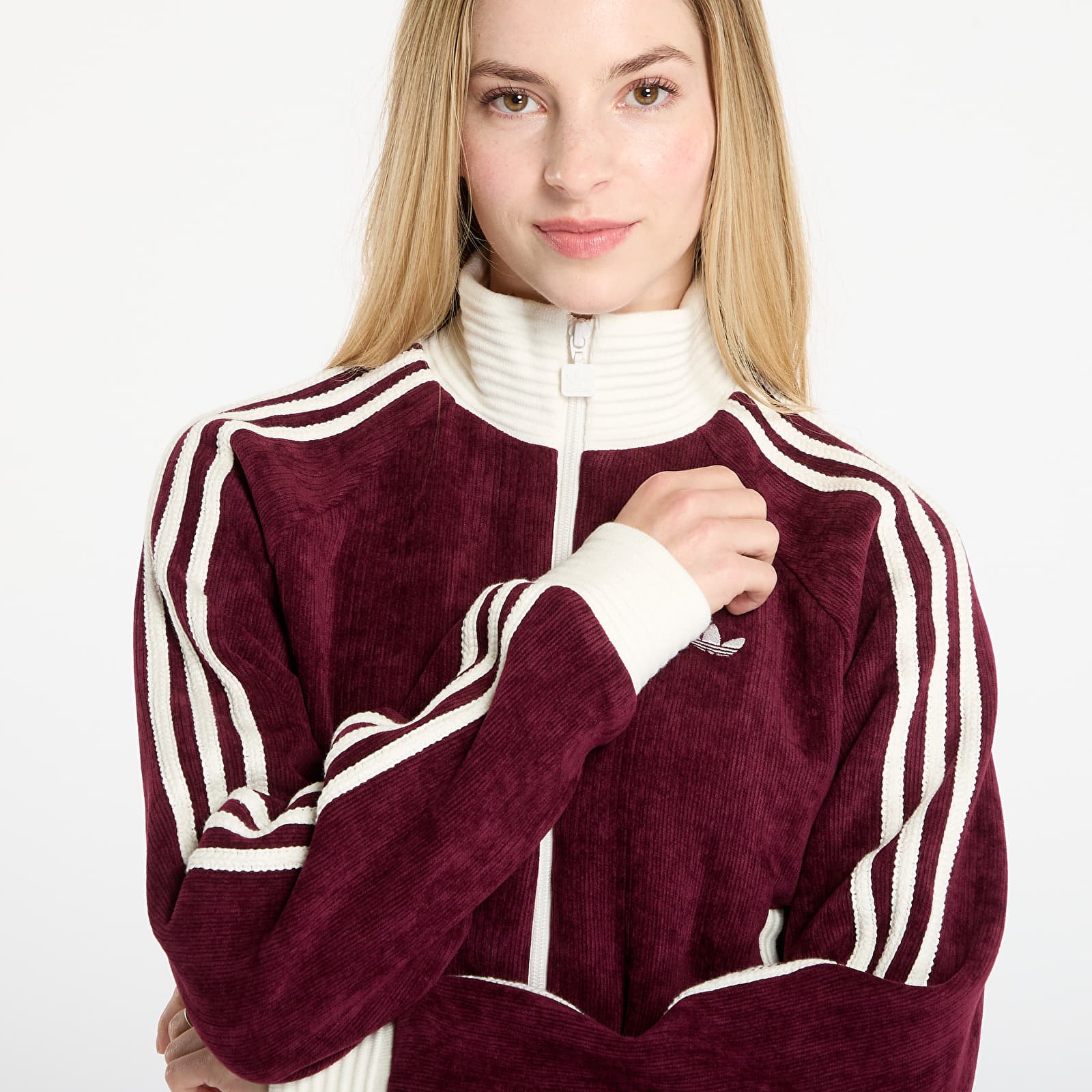 Casacos com capuz para mulher adidas Velour Knit Track Top Maroon
