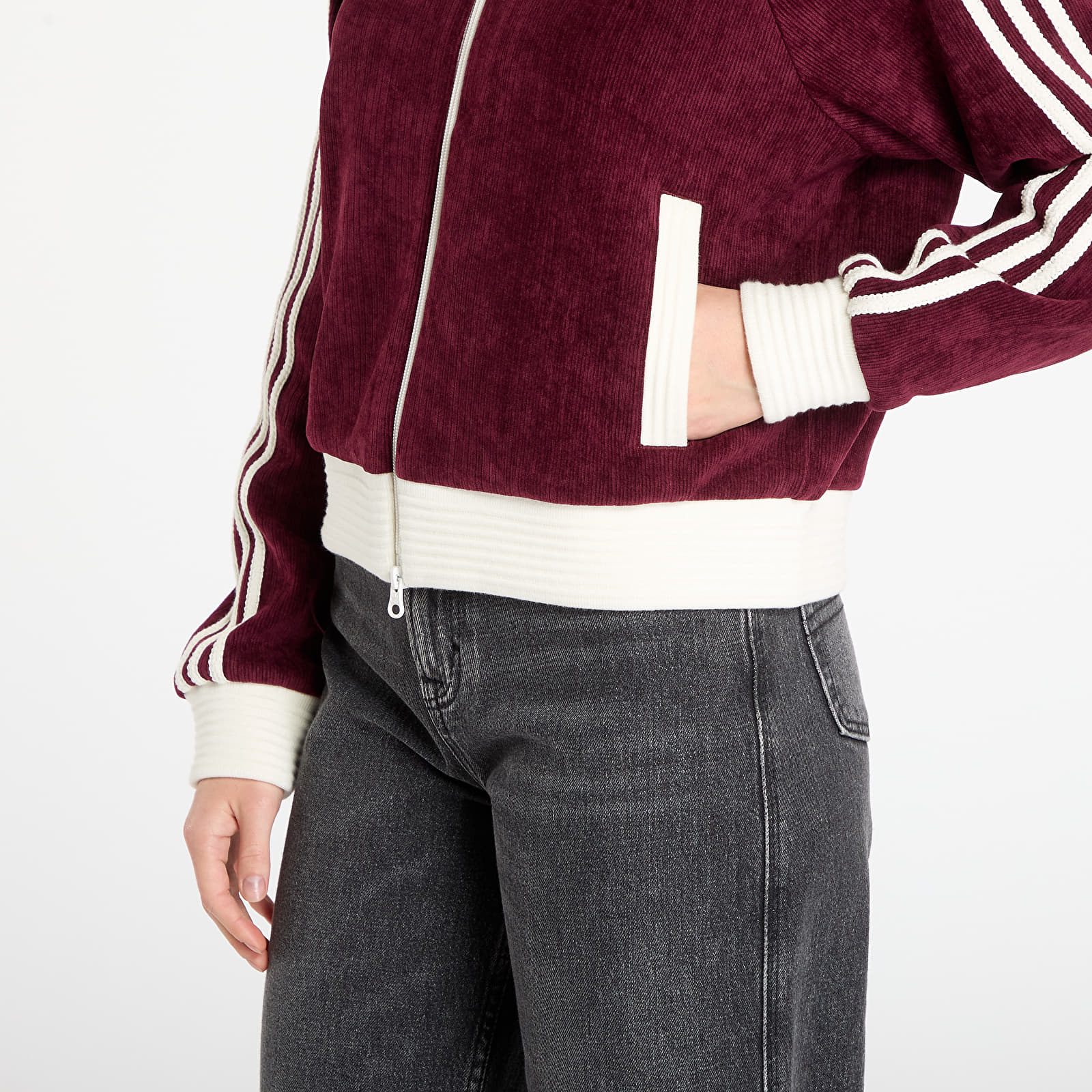 Casacos com capuz para mulher adidas Velour Knit Track Top Maroon