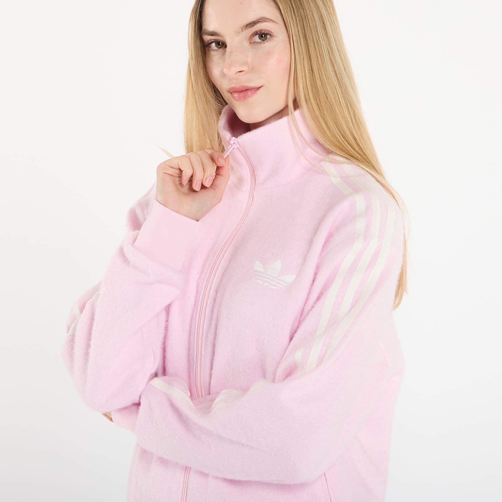 Casacos com capuz para mulher adidas Mohair Fb Track Top Clear Pink
