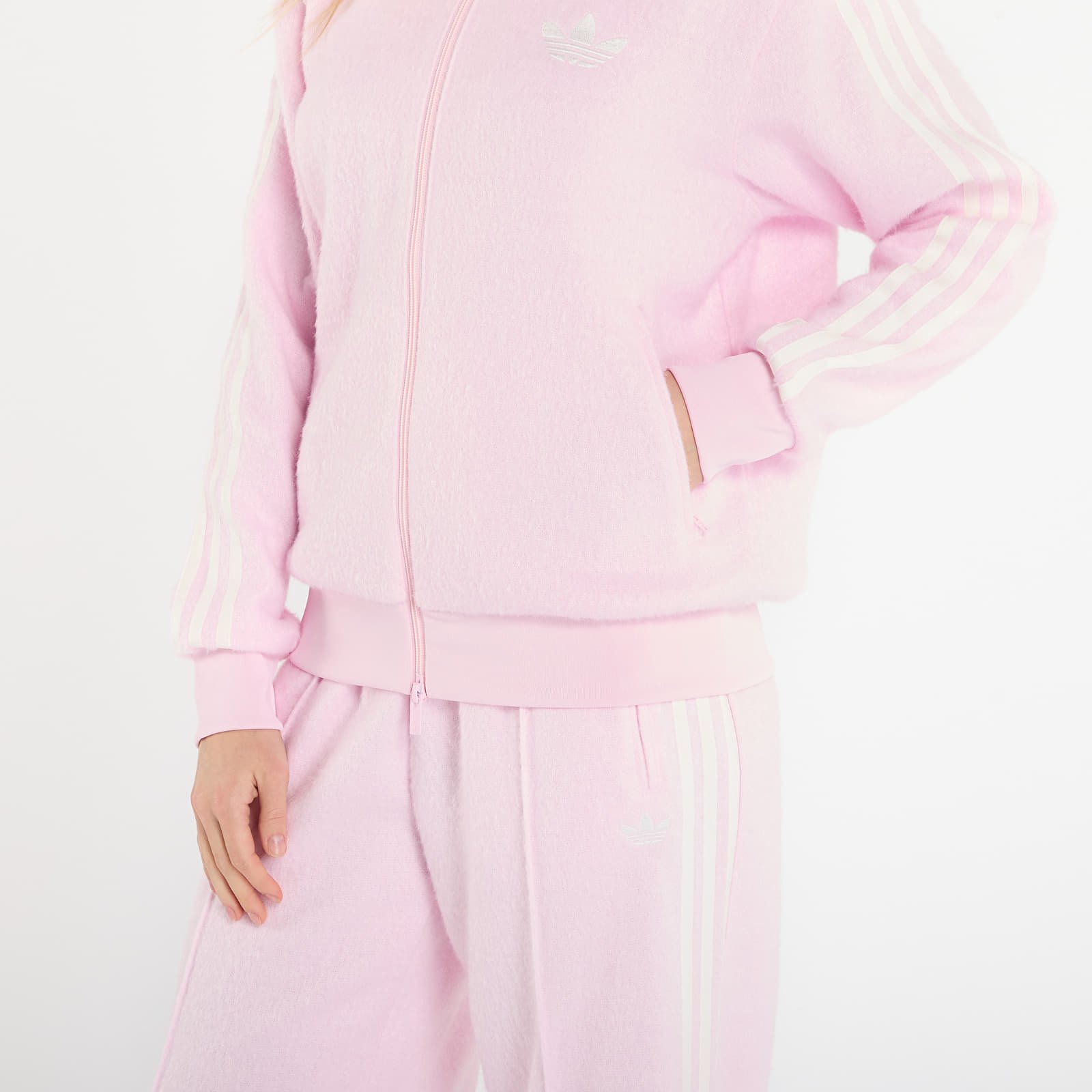 Casacos com capuz para mulher adidas Mohair Fb Track Top Clear Pink