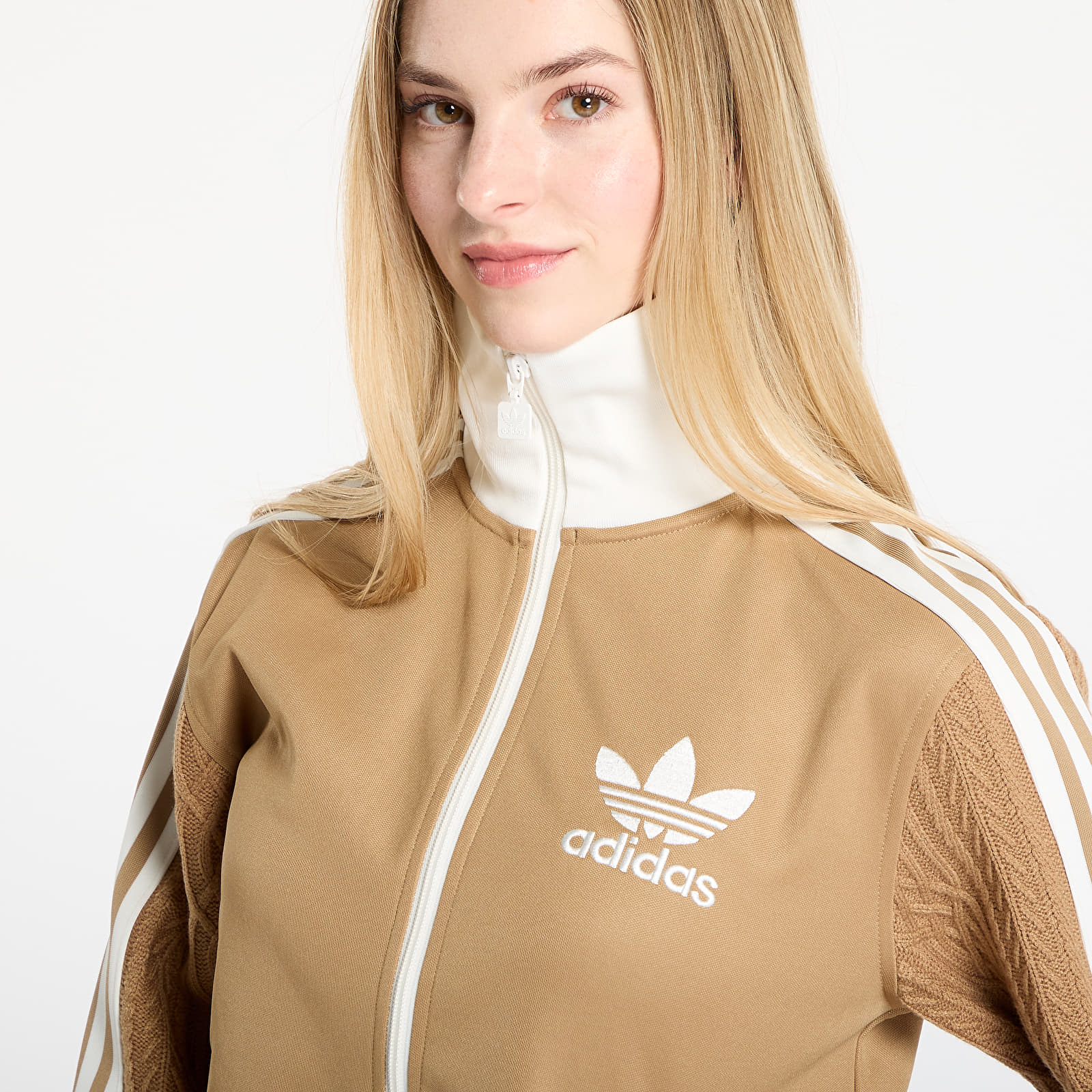 Luvtröjor för kvinnor adidas Knit Classic Track Top Cardboard