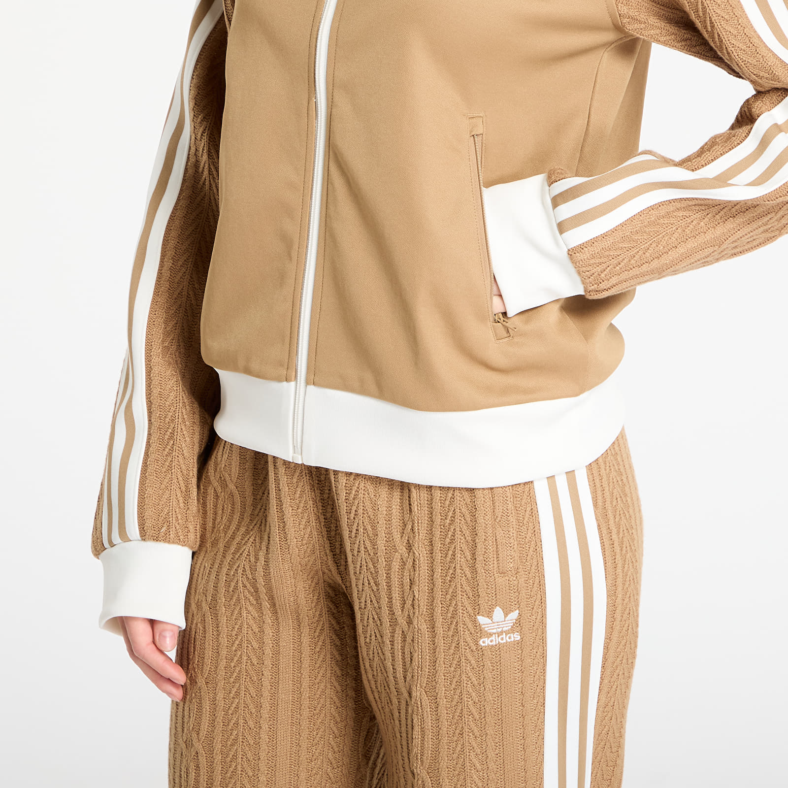 Luvtröjor för kvinnor adidas Knit Classic Track Top Cardboard
