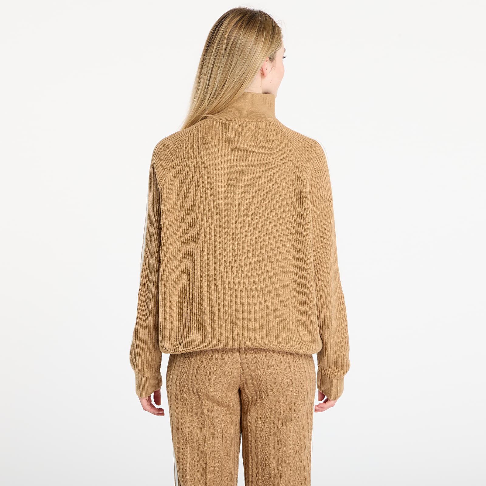 Pullover für Frauen adidas Funnel Neck Quarter Zip Sweatshirt Cardboard/ Off White