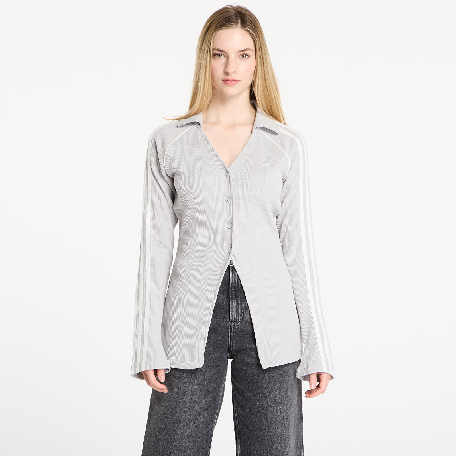 Bluze pentru femei adidas Button Down Top Grey Two