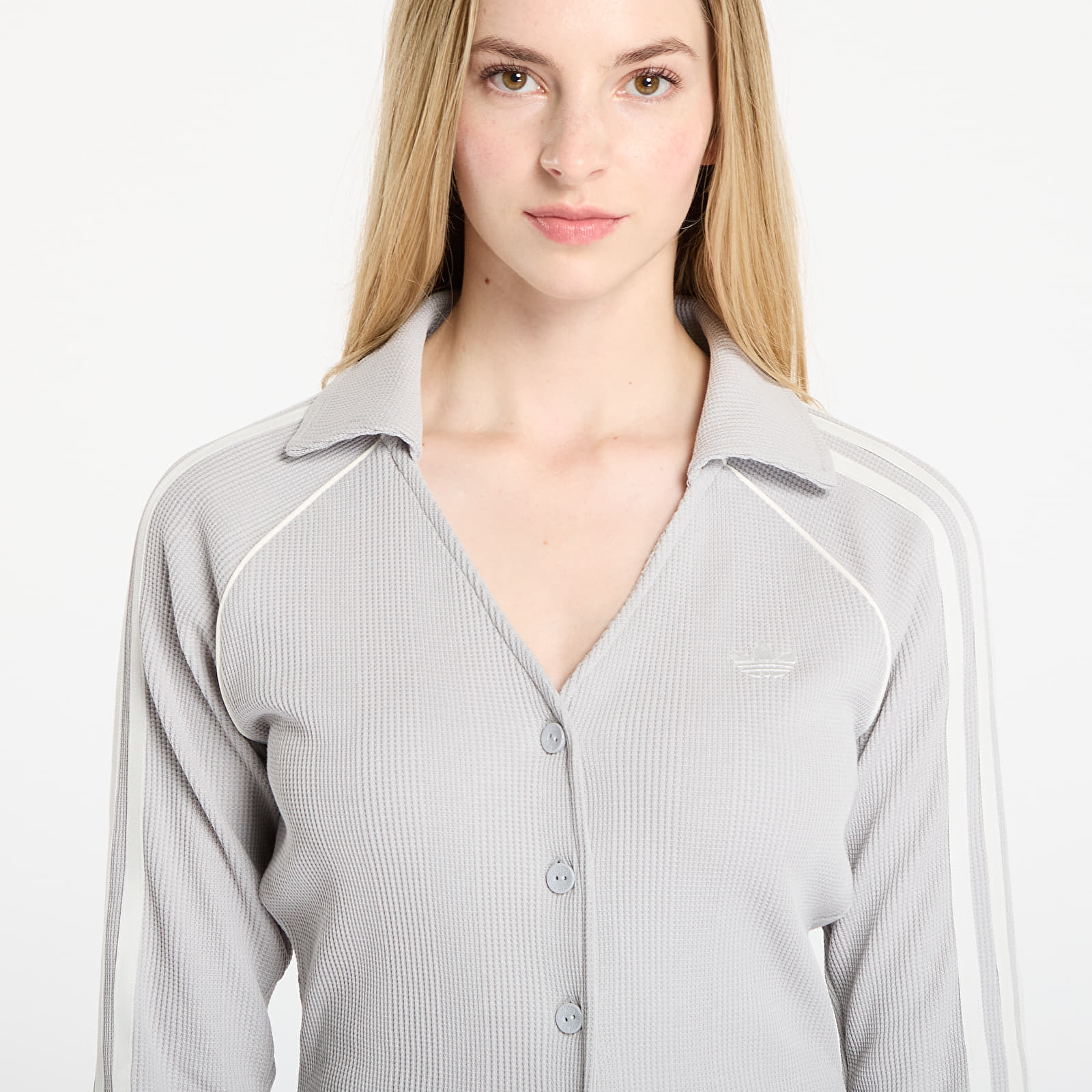 Bluze pentru femei adidas Button Down Top Grey Two