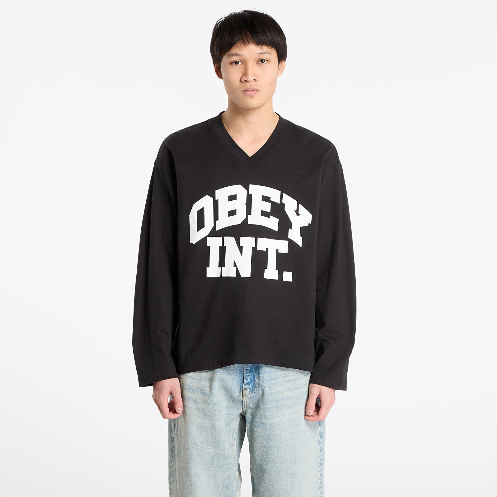 Джърси OBEY Football Jersey Ls Black M