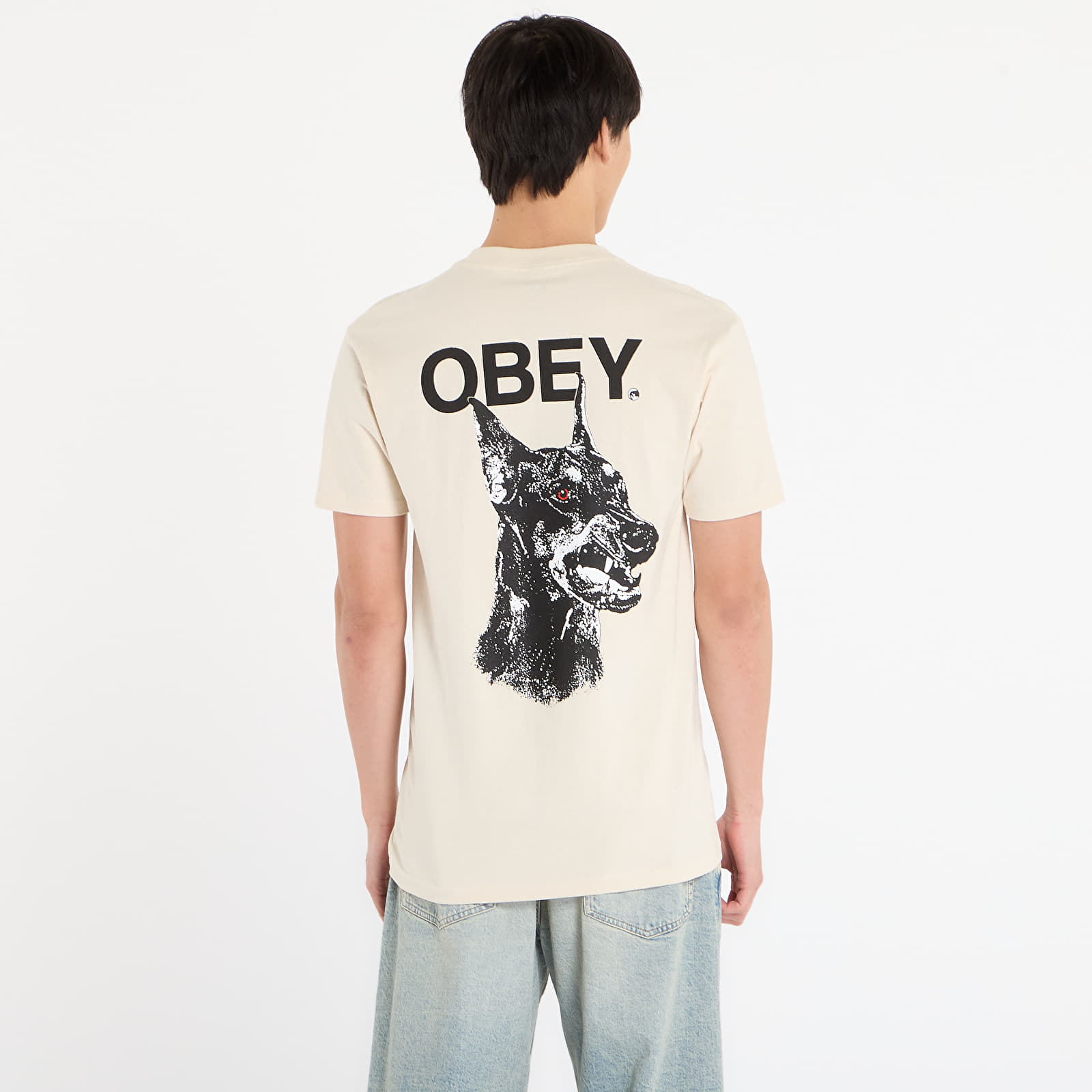 Miesten T-paidat OBEY Doberman Classic T-Shirt Cream