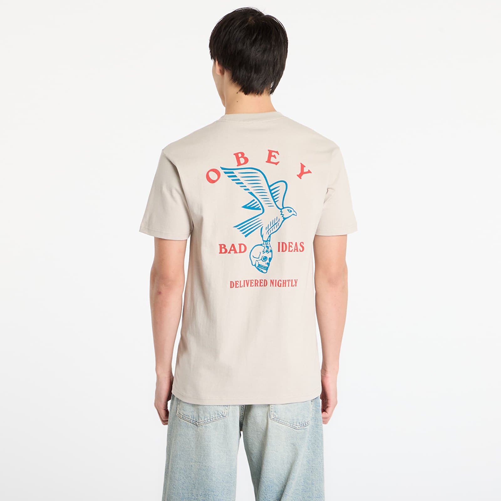Miesten T-paidat OBEY Bad Ideas Eagle Classic T-Shirt Silver Grey