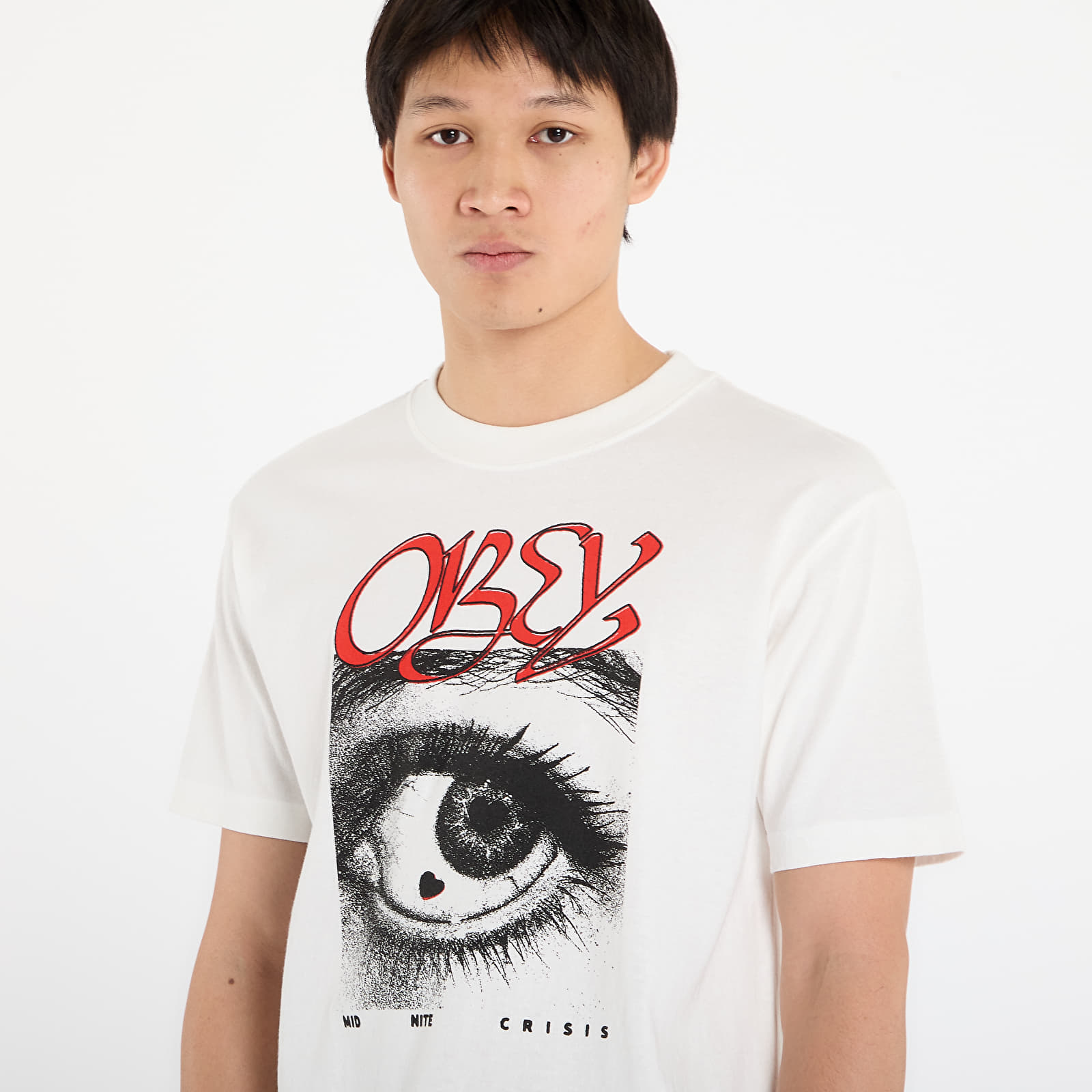 Miesten T-paidat OBEY Midnite Crisis T-Shirt Pigment Vintage White