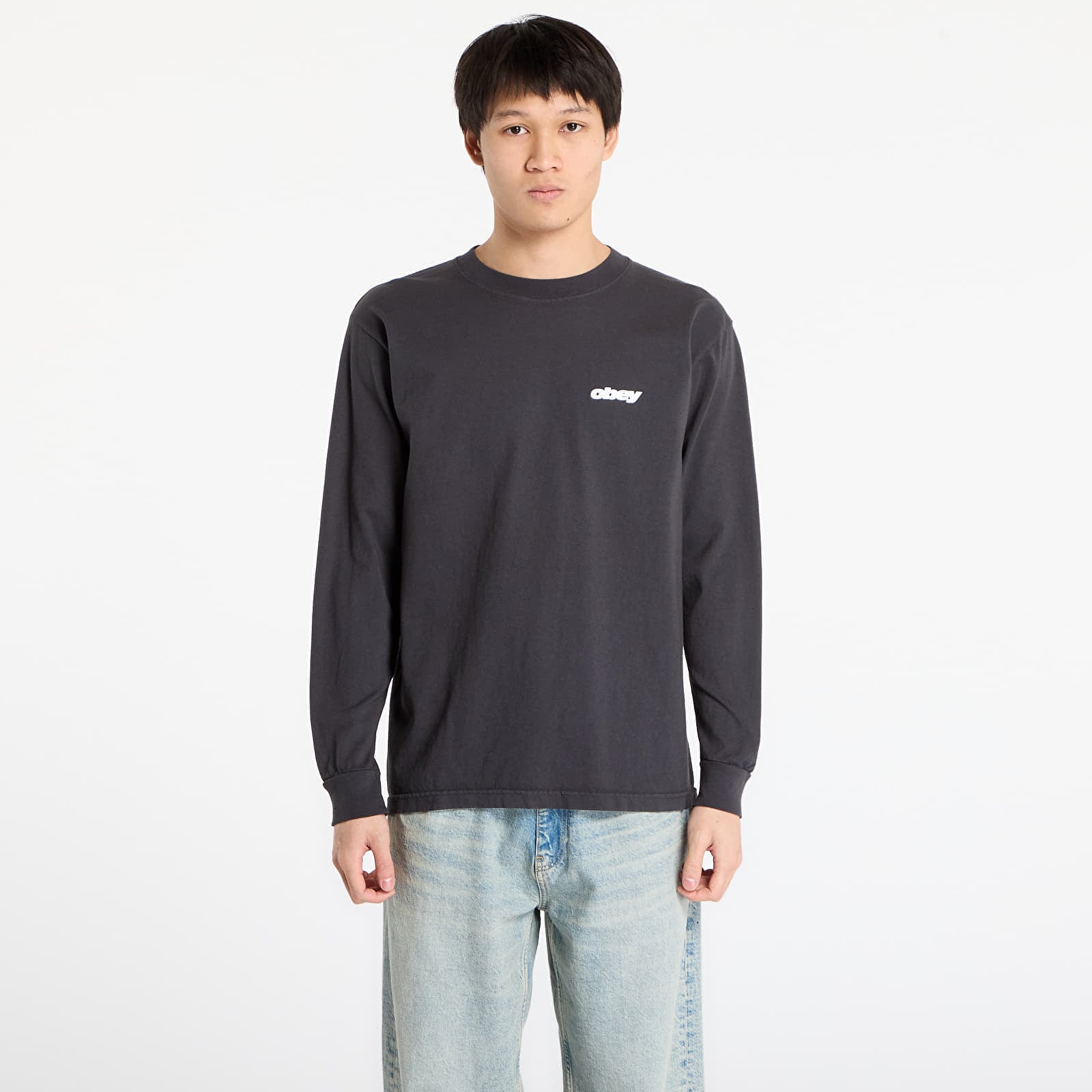 Tricou OBEY Star Long Sleeved T-Shirt. Pigment True Vintage Black L