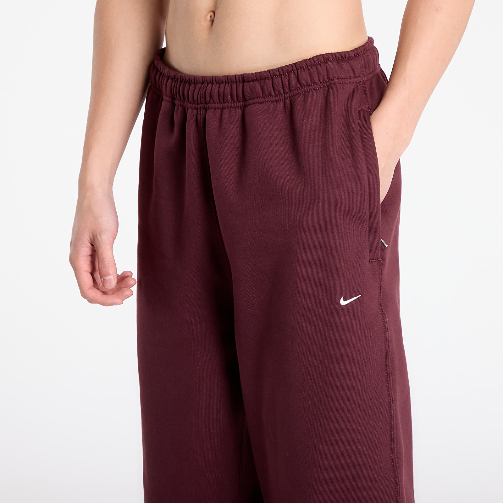 Treninguri Nike Solo Swoosh Men's Cuffed Fleece Pants Burgundy Crush/ Burgundy Crush/ White