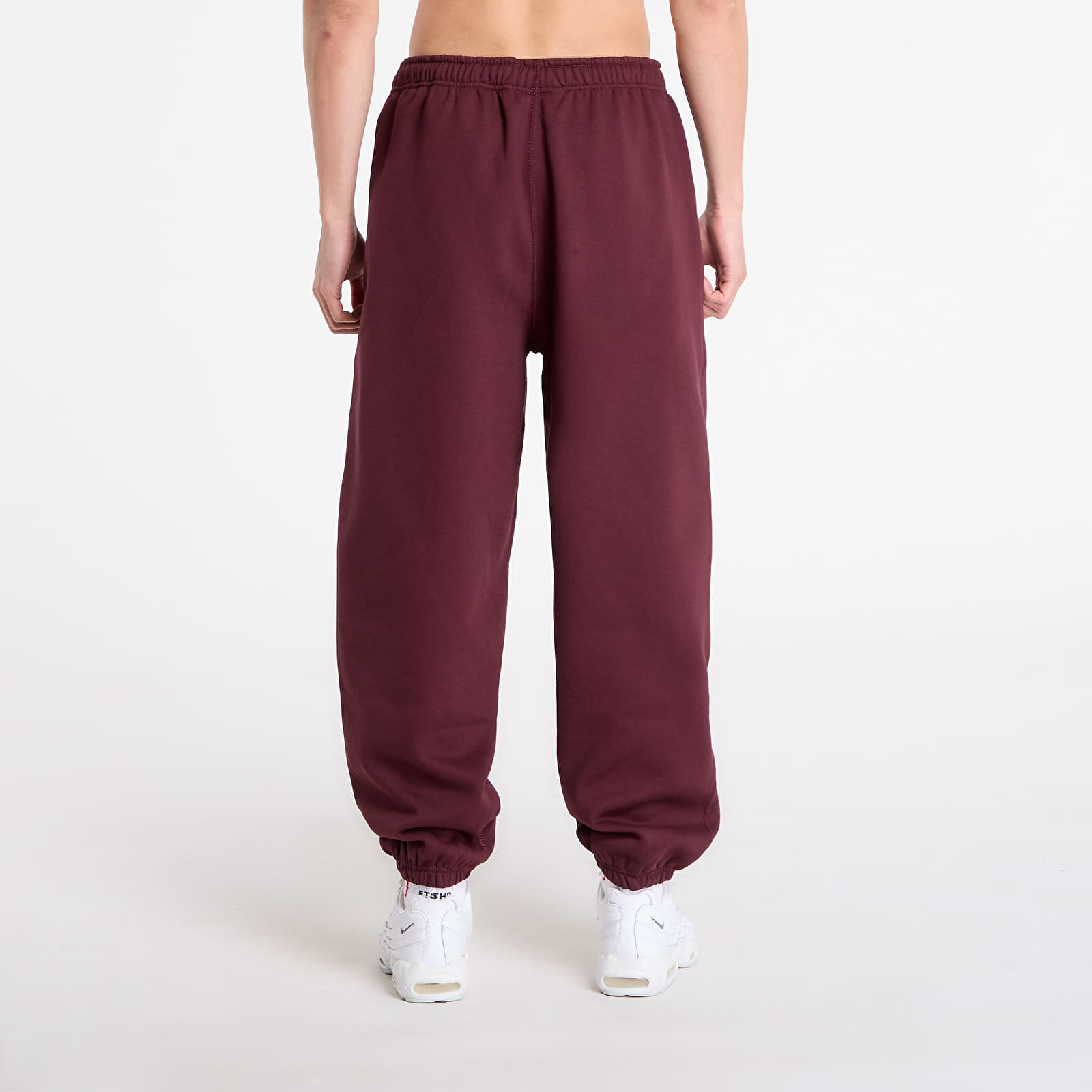 Treninguri Nike Solo Swoosh Men's Cuffed Fleece Pants Burgundy Crush/ Burgundy Crush/ White