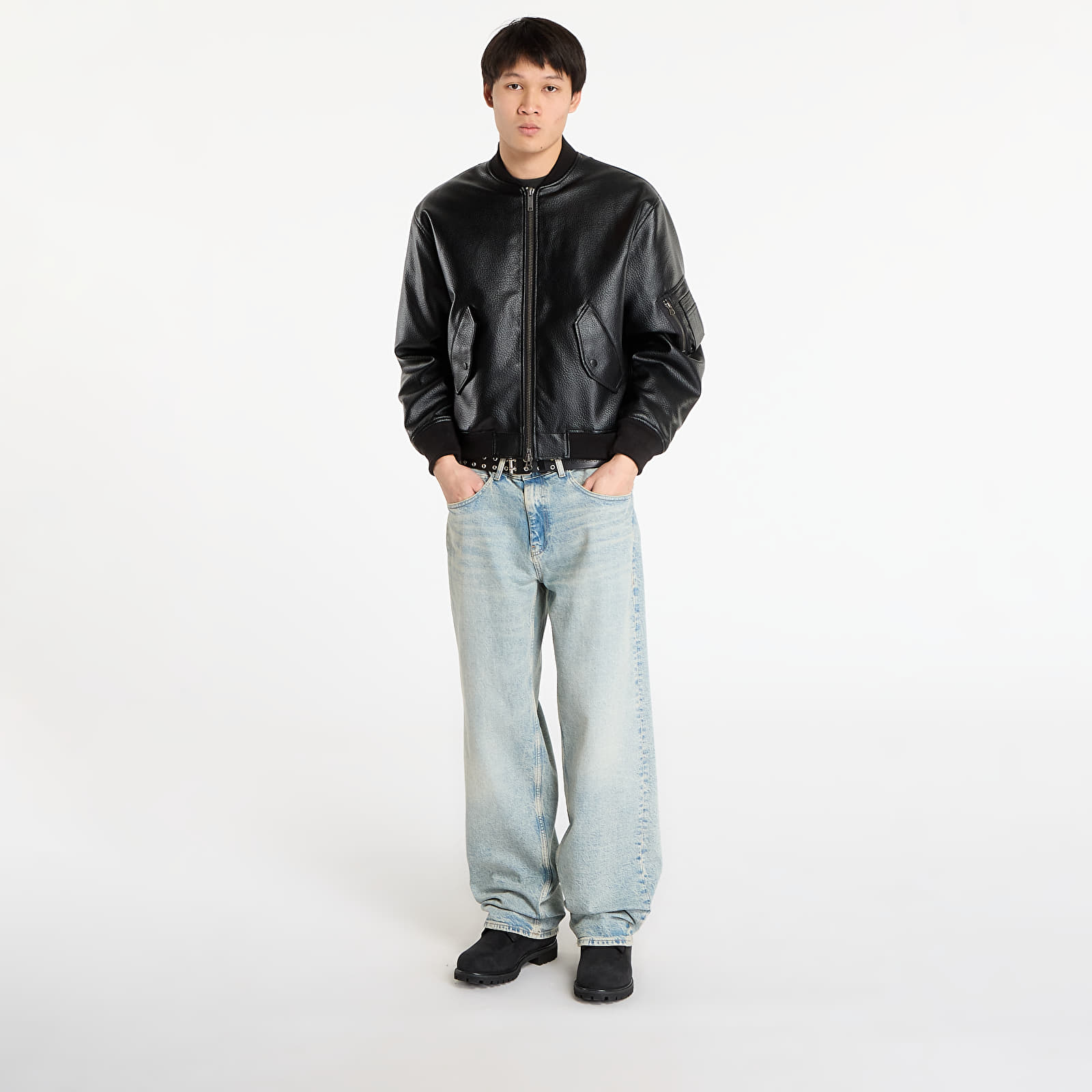 Herenjassen Wasted Paris M Kingdom Faux Leather Bomber Black