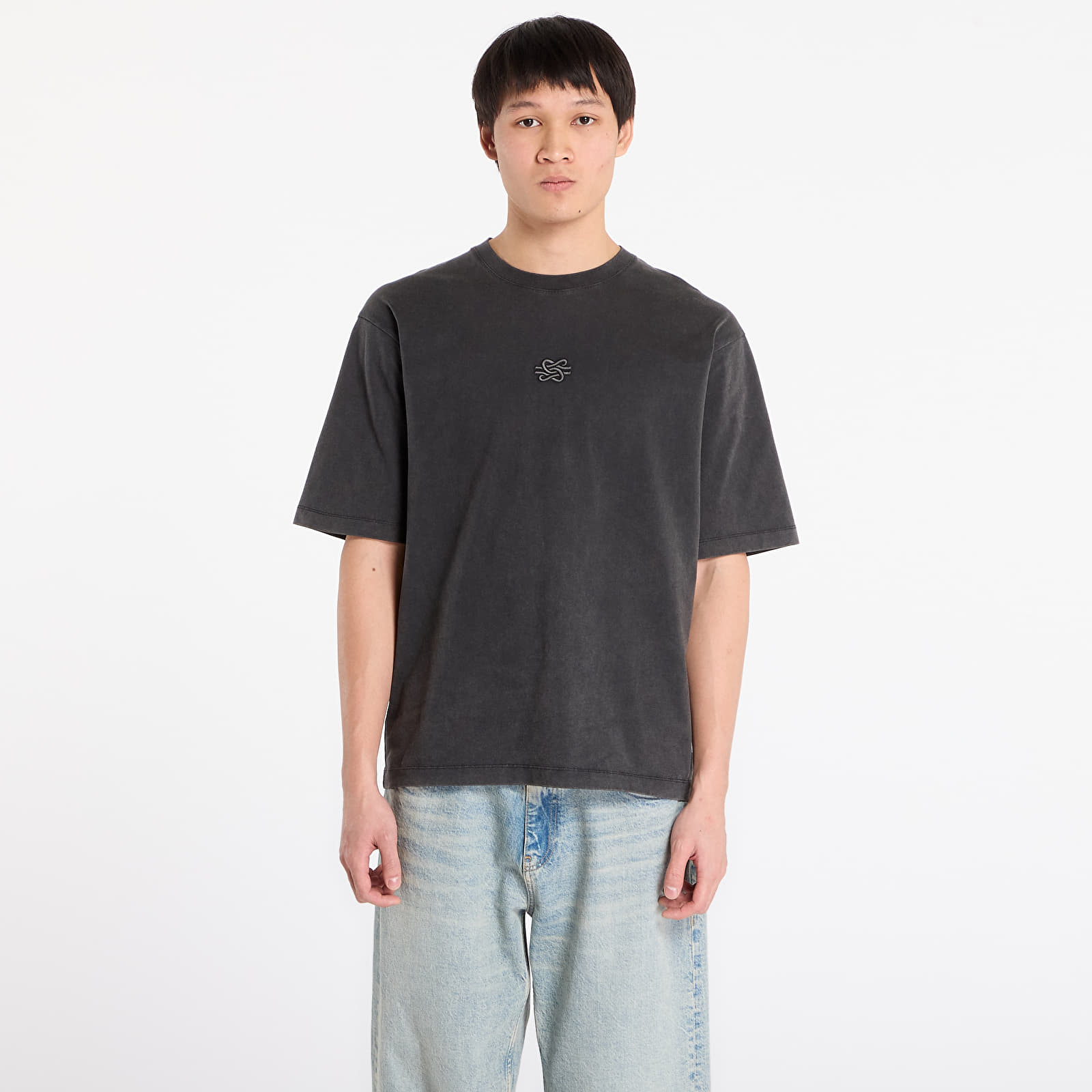 Miesten T-paidat Filling Pieces T-Shirt Boxy Embroidered Vintage Black