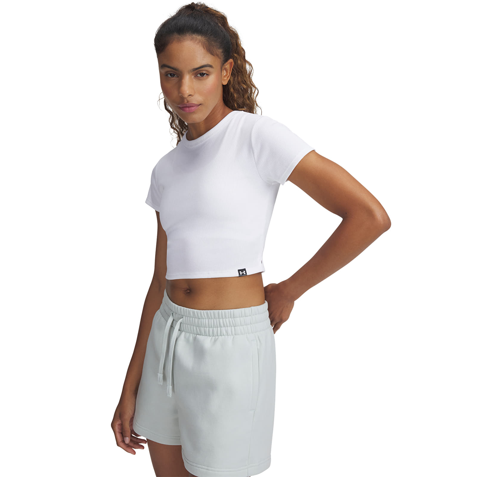 Damen T-Shirts  Under Armour Rival Rib Baby Tee White
