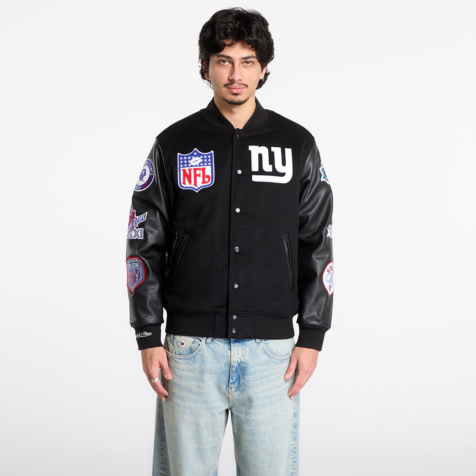 Ανδρικά σακάκια Mitchell & Ness NFL Blackout Collection Varsity Jacket New York Giants Black