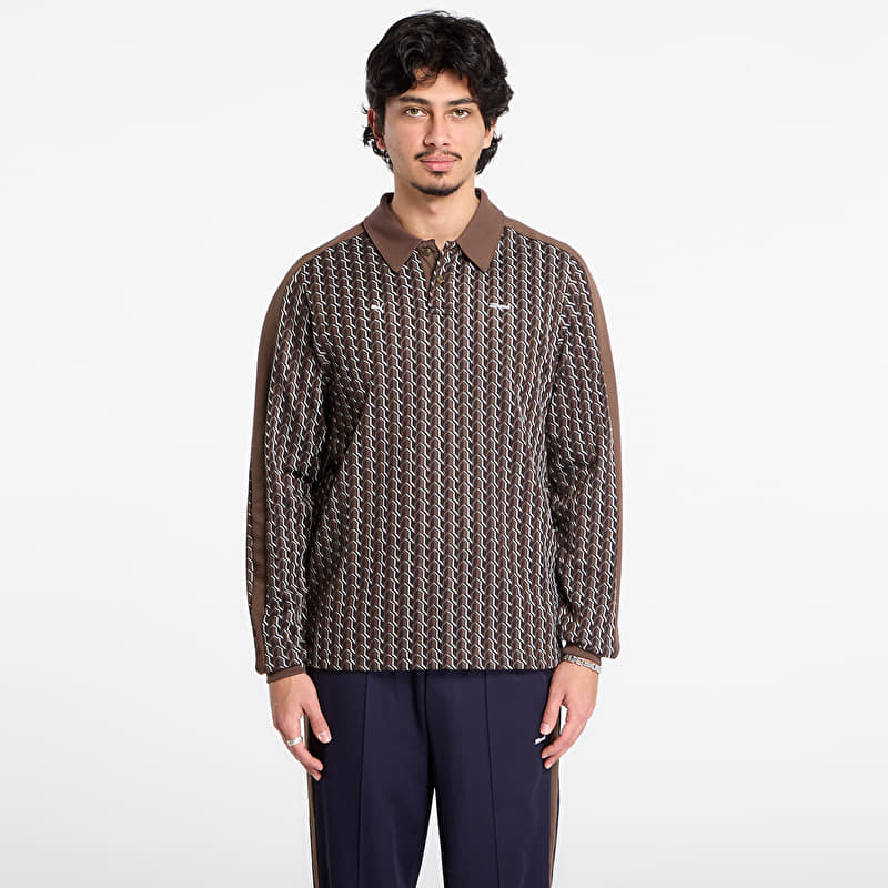 Тениска Puma x JJJJOUND T7 Longsleeve Polo Chocolate
