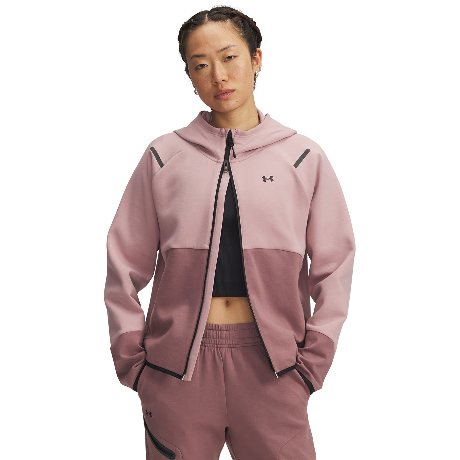 Women's hoodies Under Armour Unstoppable Fleece Fz Pink