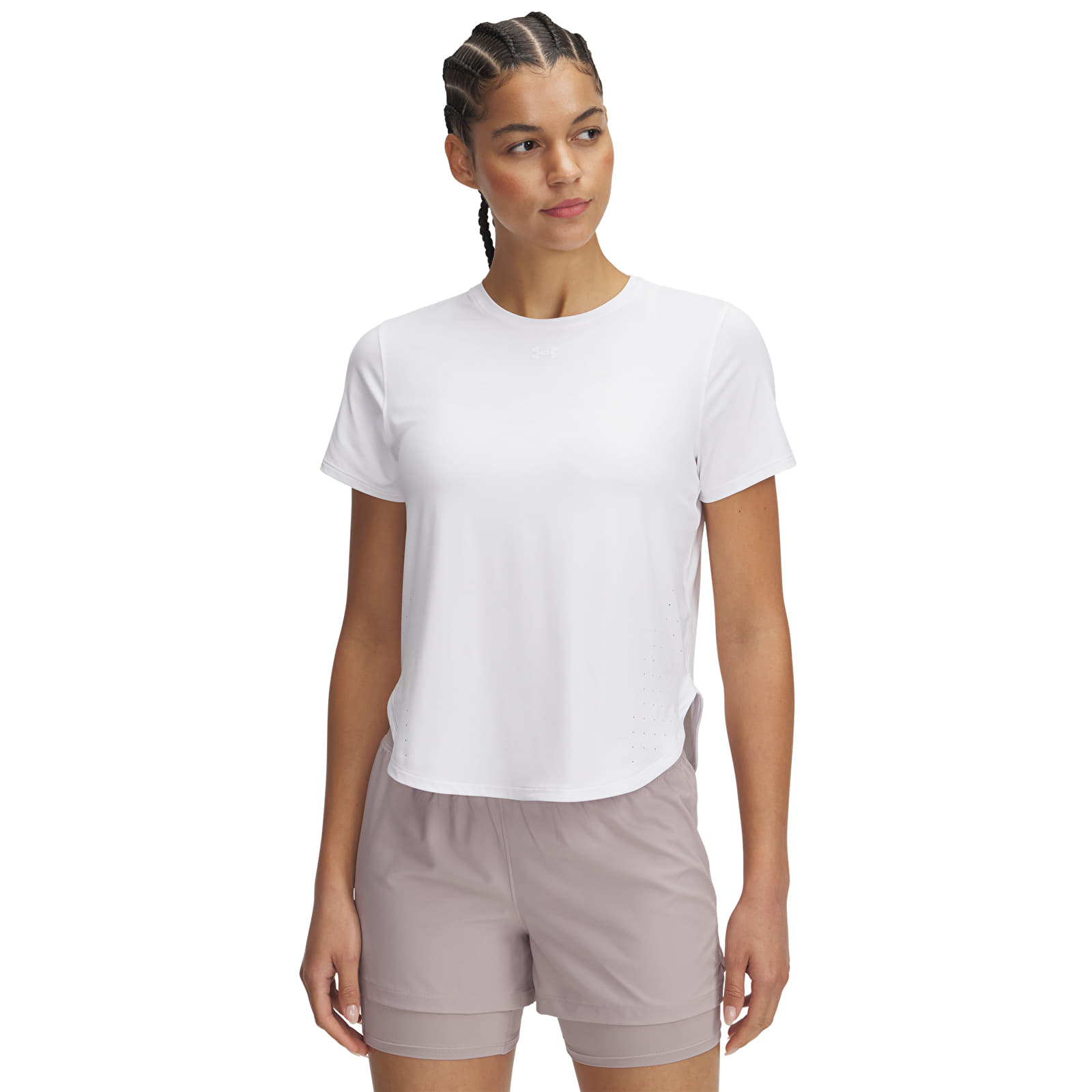 Damen T-Shirts Under Armour Launch Elite Shortsleeve White
